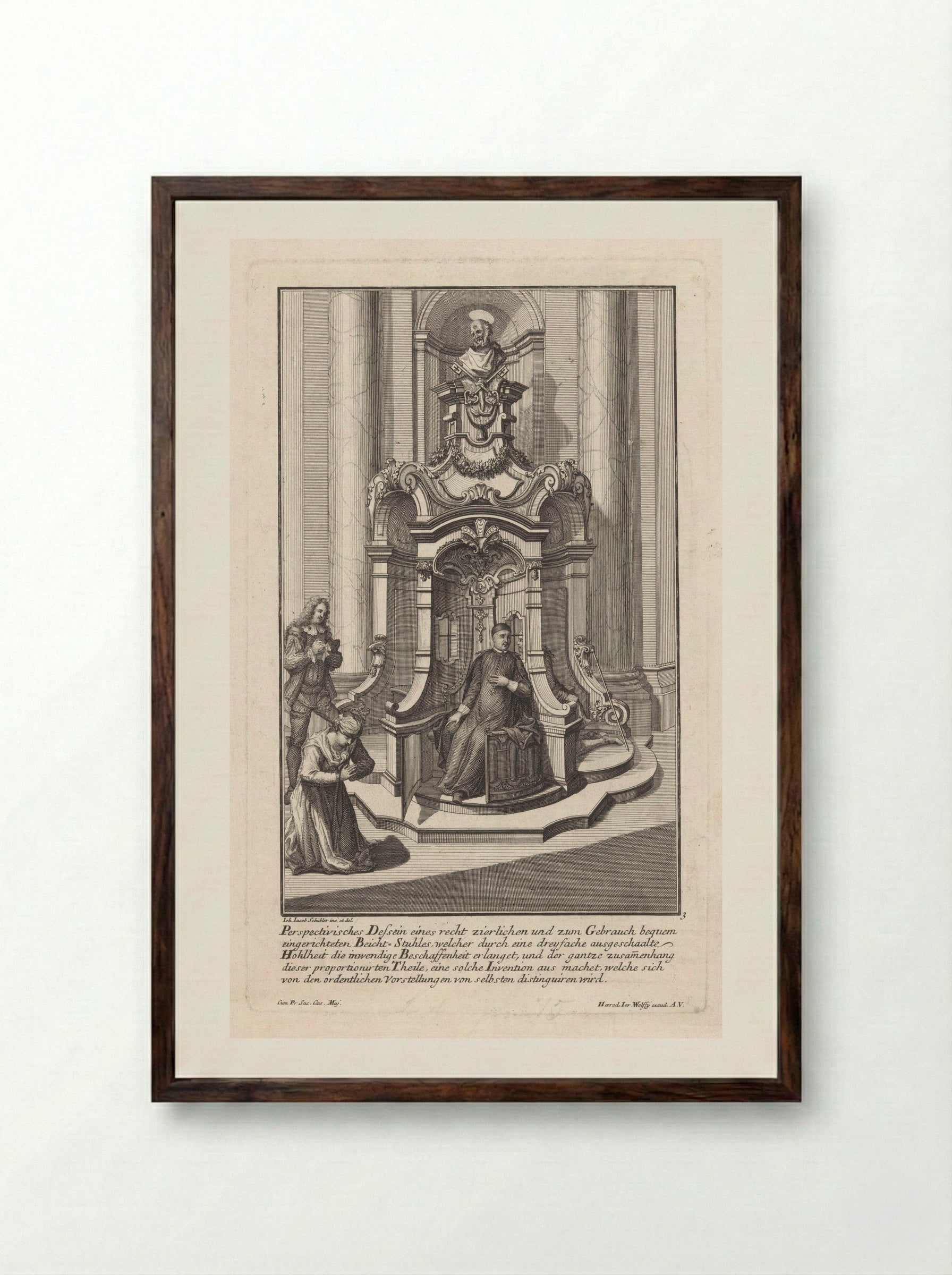 Biechtstoel met Petrus - Georg Lichtensteger - Framed Print Dark Wood