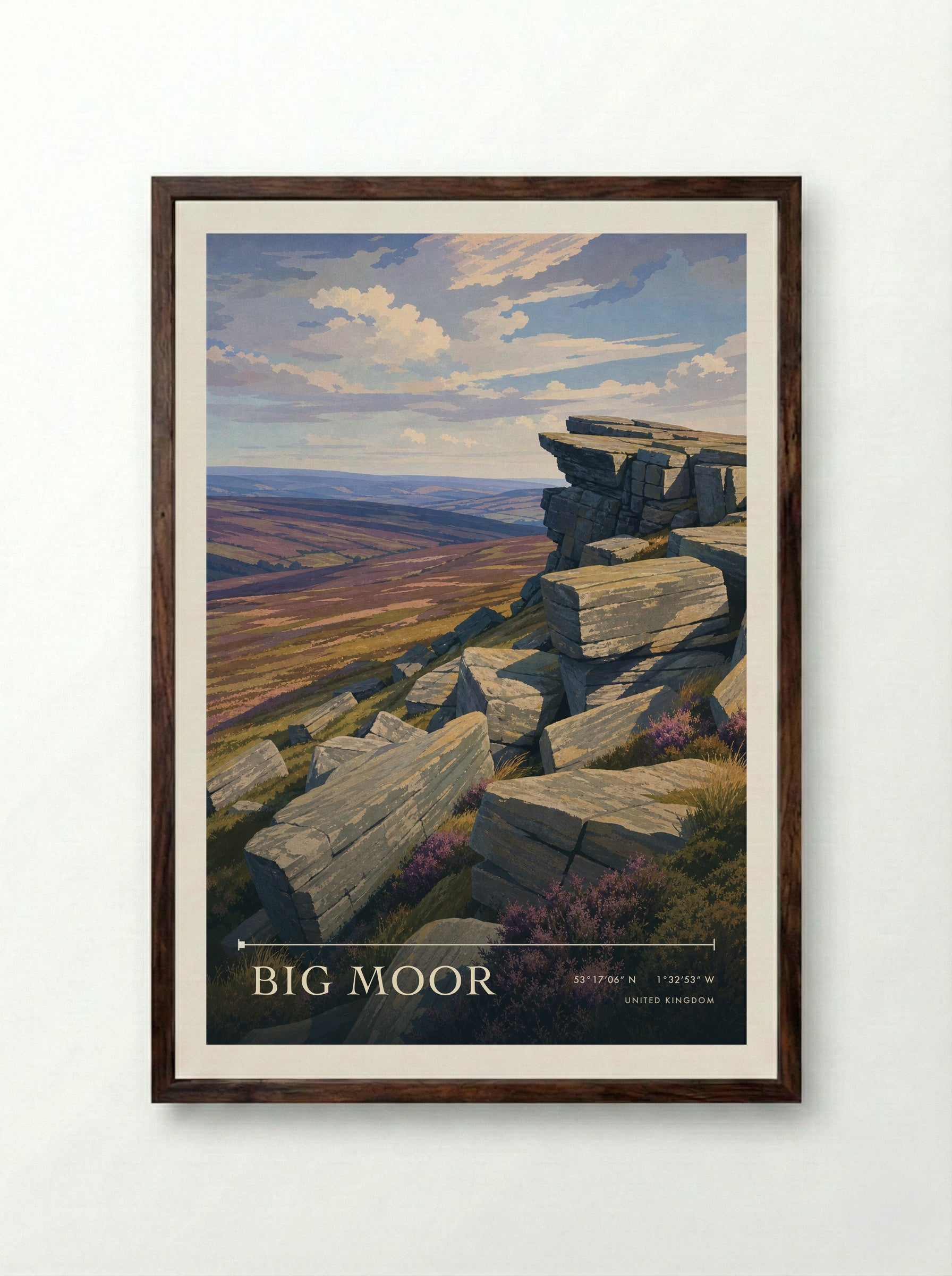 Big Moor United Kingdom Travel Poster - Framed Print Dark Wood