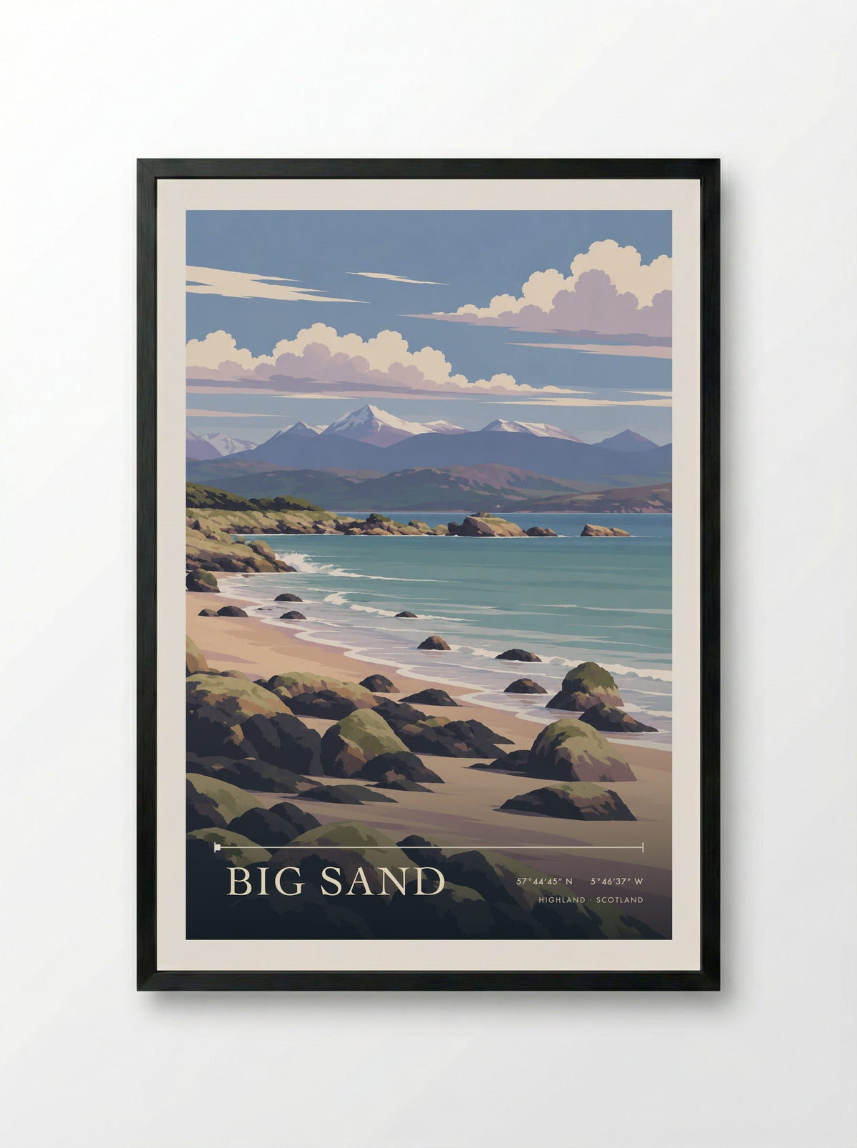 Big Sand, Highland | Travel Poster - Framed Print Black