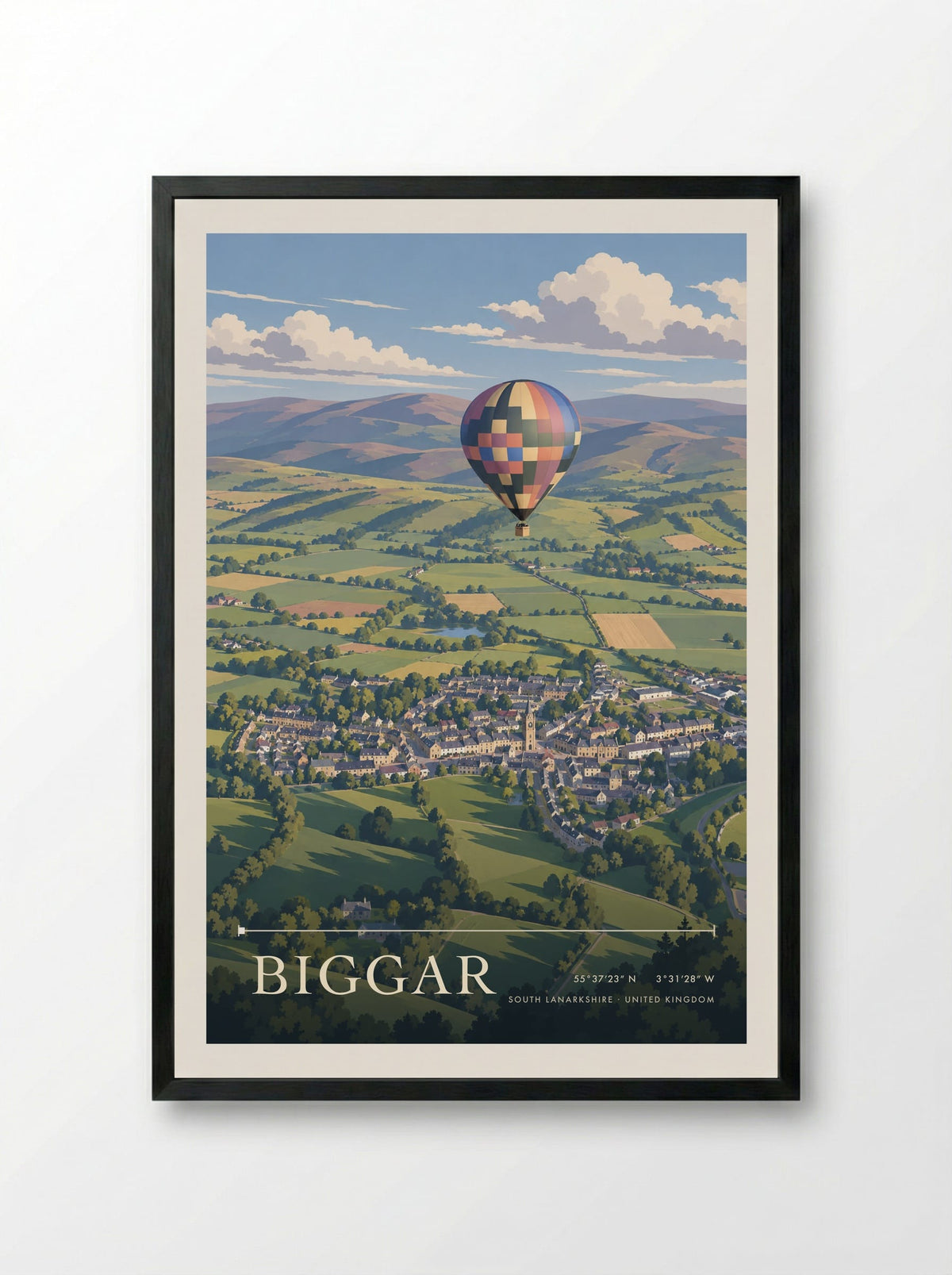 Biggar, South Lanarkshire | Travel Poster - Framed Print Black