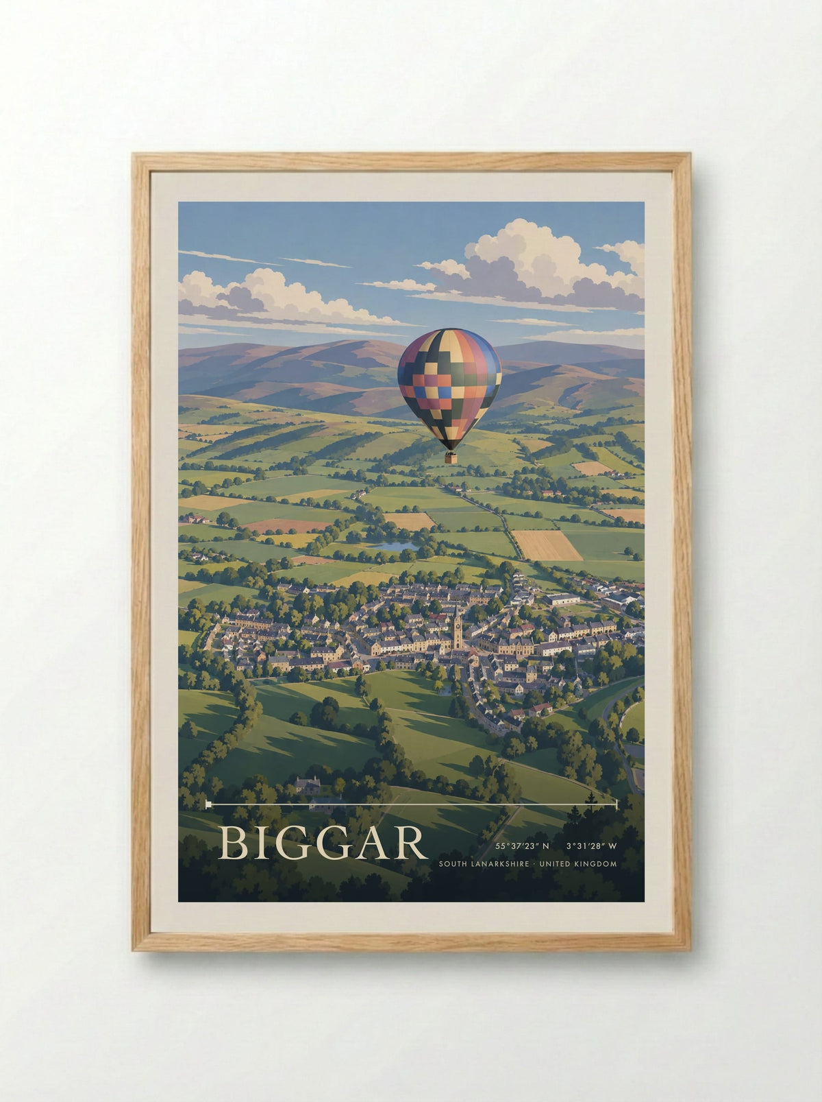Biggar, South Lanarkshire | Travel Poster - Framed Print Wood