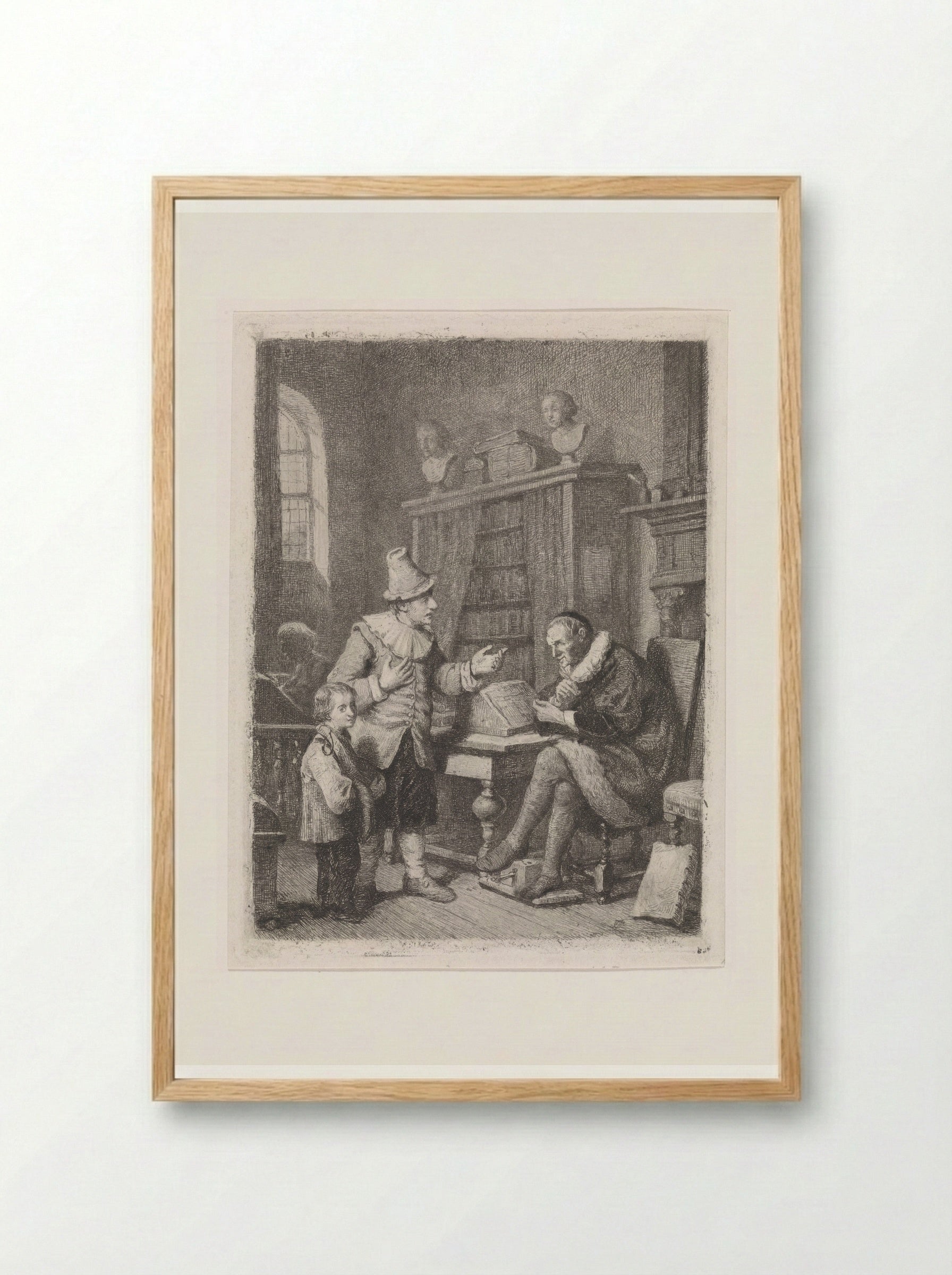 Bij de advocaat (At the Lawyer's) - David van der Kellen - Framed Print Wood