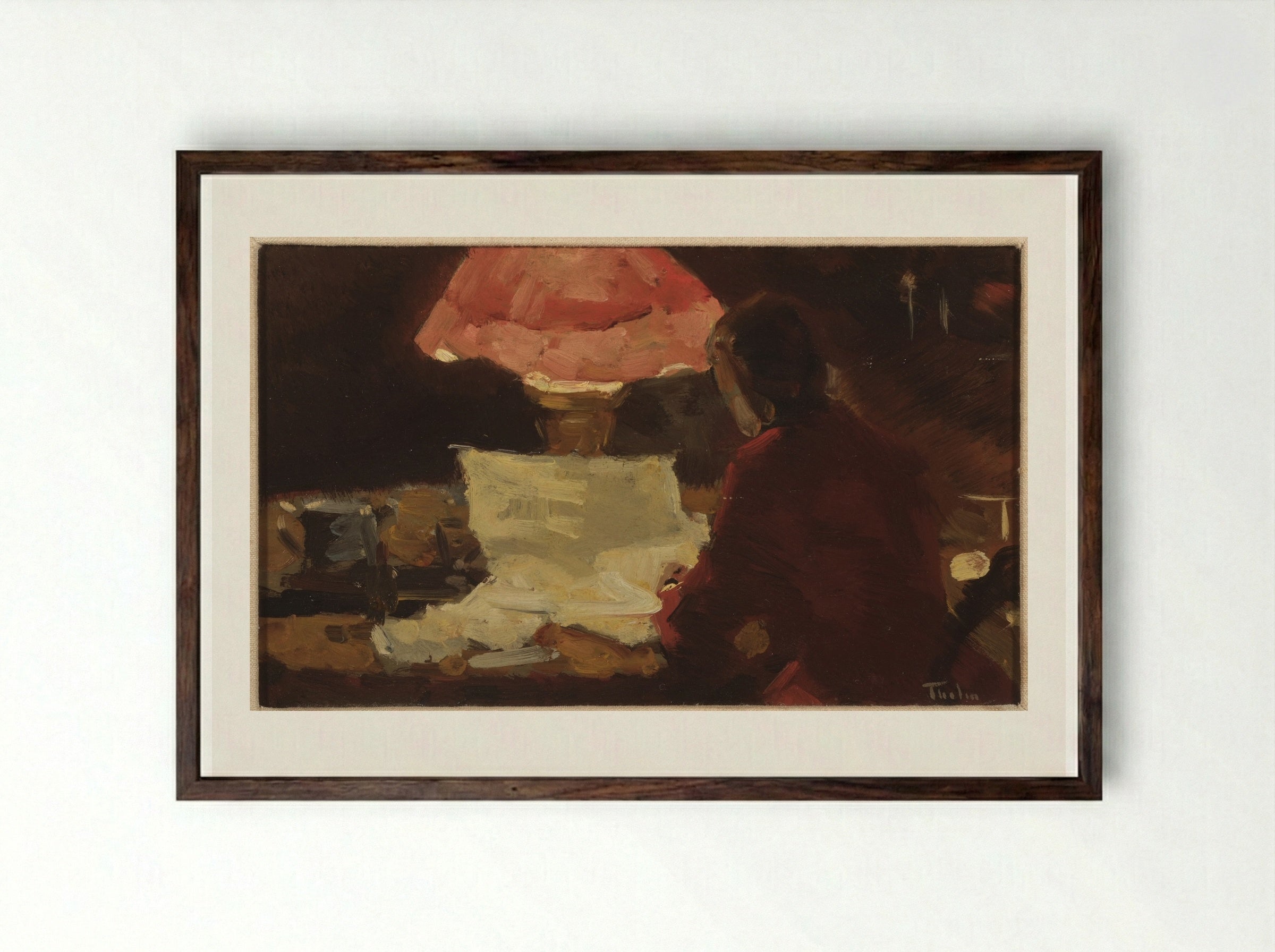 Bij de lamp - Willem Bastiaan Tholen - Framed Print Dark Wood