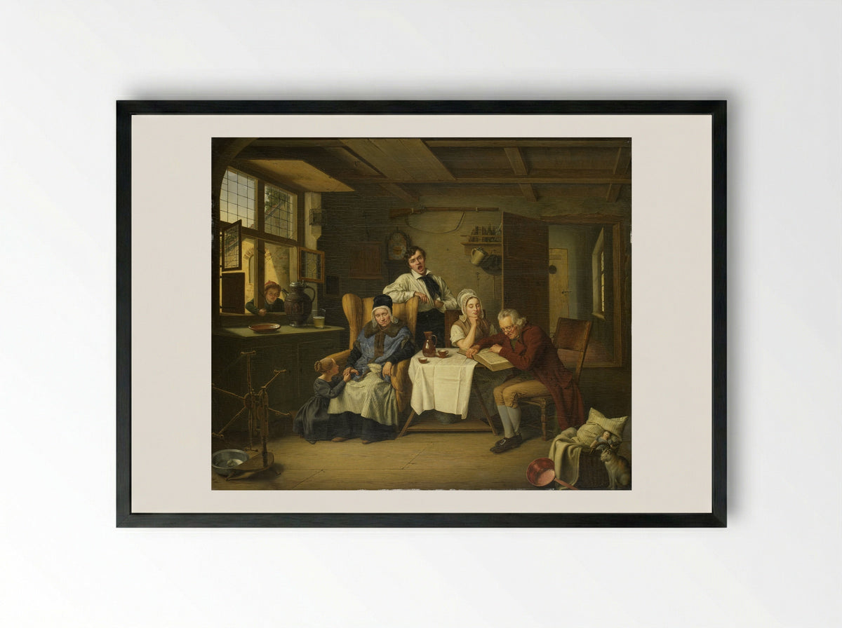 Bijbellezen (Bible Reading) - Eduard Karl Gustav Lebrecht Pistorius - Framed Print Black
