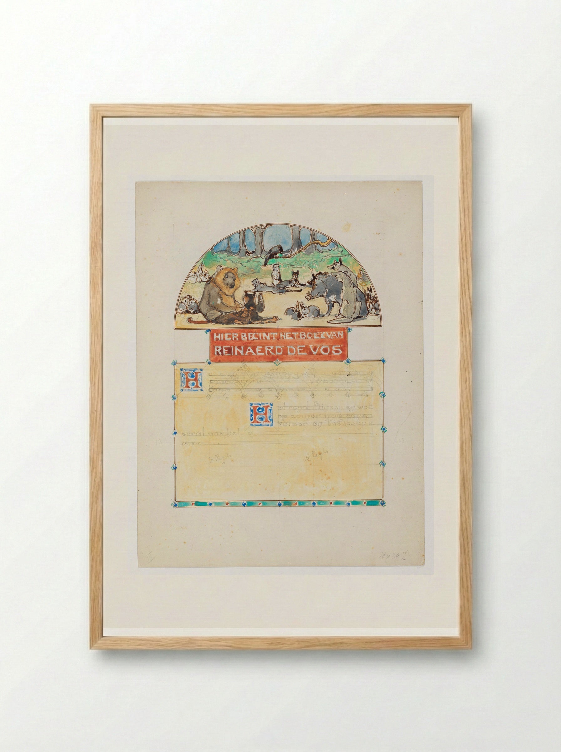 Bijeenkomst der dieren in het bos - Bernard Willem Wierink - Framed Print Wood