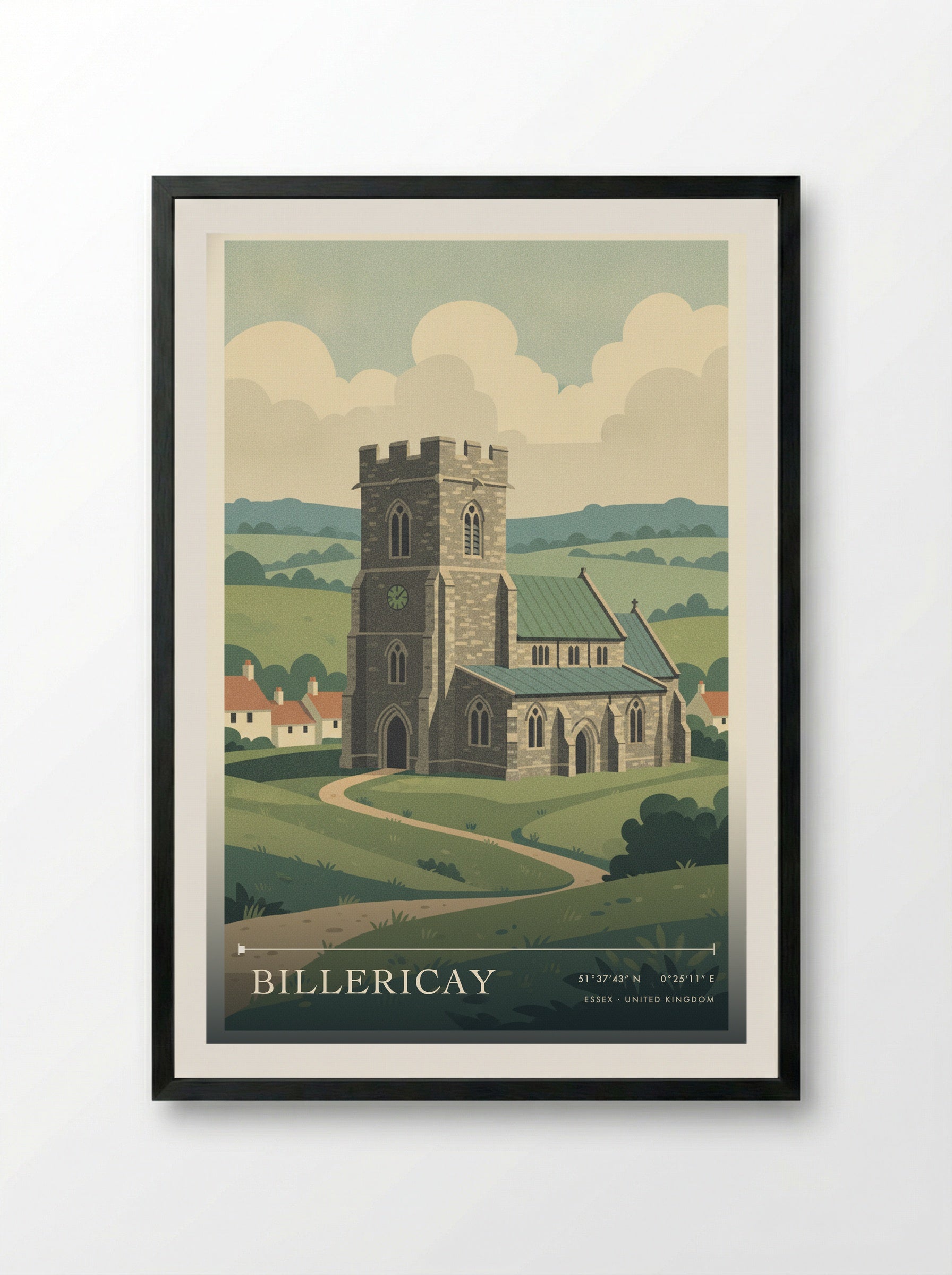 Billericay Essex United Kingdom Travel Poster - Framed Print Black