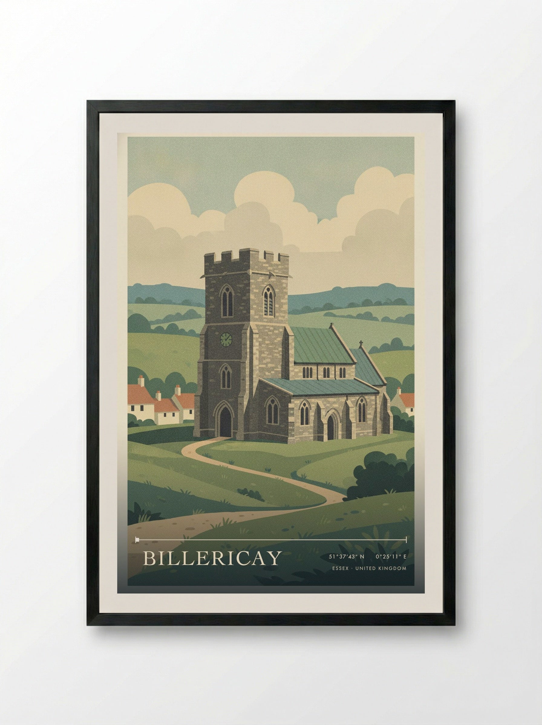 Billericay Essex United Kingdom Travel Poster - Framed Print Black