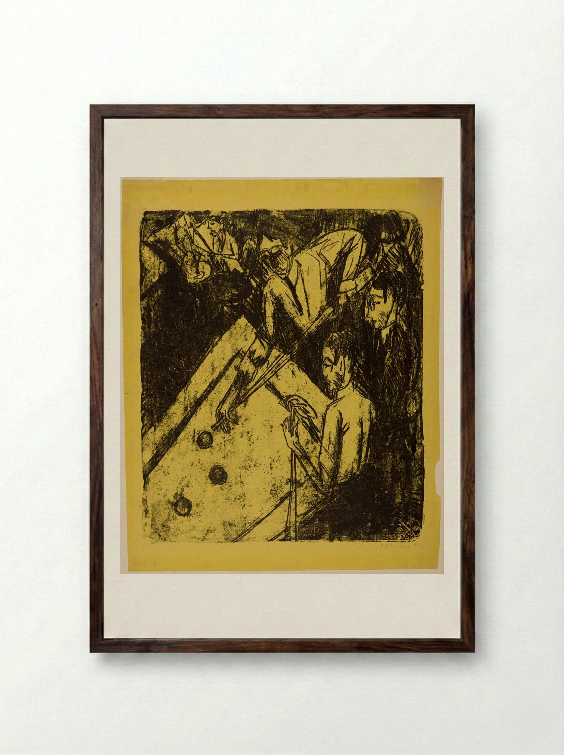 Billiard Players - Ernst Ludwig Kirchner - Framed Print Dark Wood
