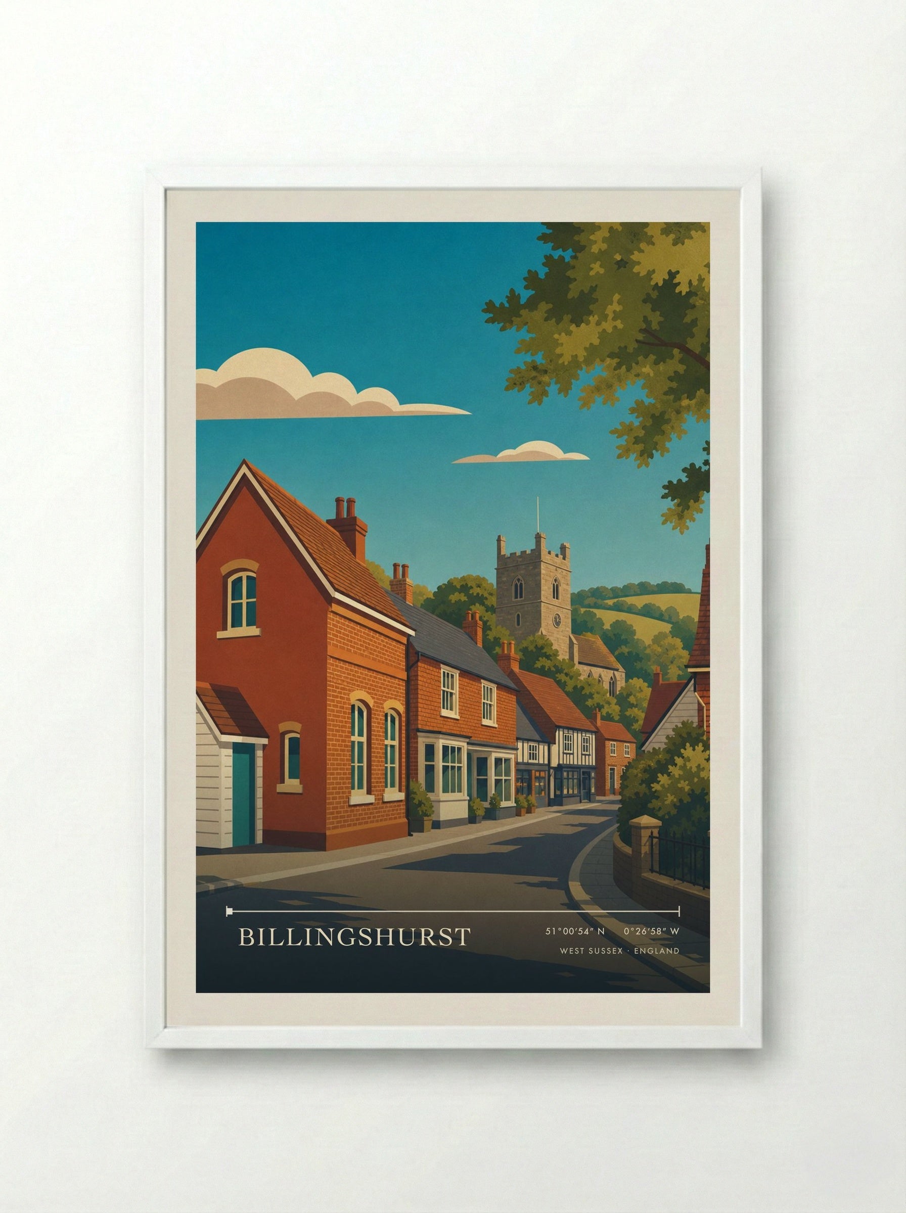 Billingshurst West Sussex England Travel Poster - Framed Print White