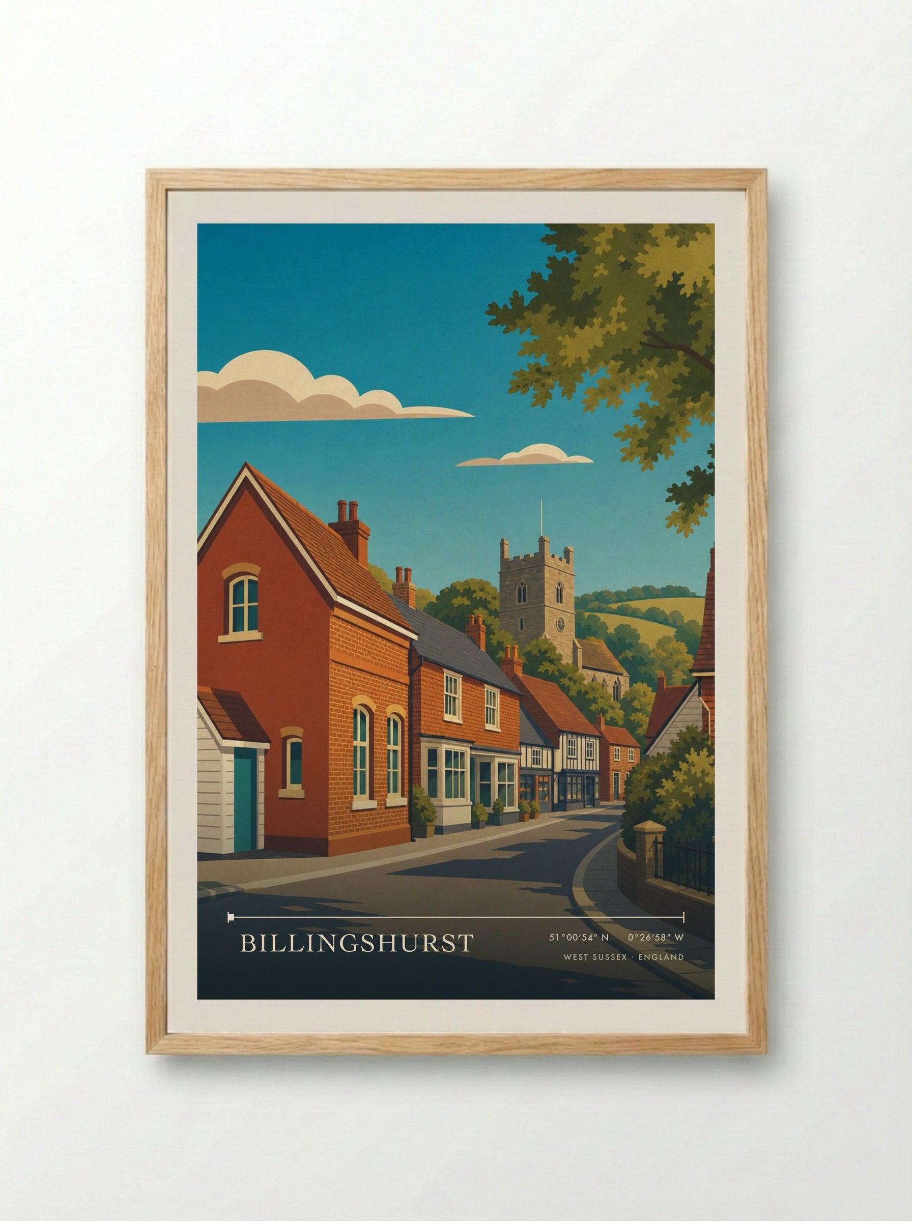 Billingshurst West Sussex England Travel Poster - Framed Print Wood