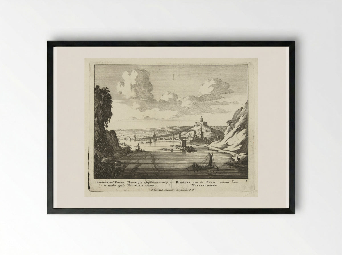 Bingen aan de Rijn met de Muizentoren - Jan van Call (I) - Framed Print Black