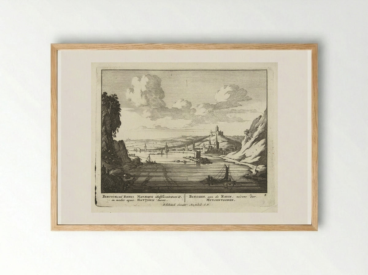 Bingen aan de Rijn met de Muizentoren - Jan van Call (I) - Framed Print Wood
