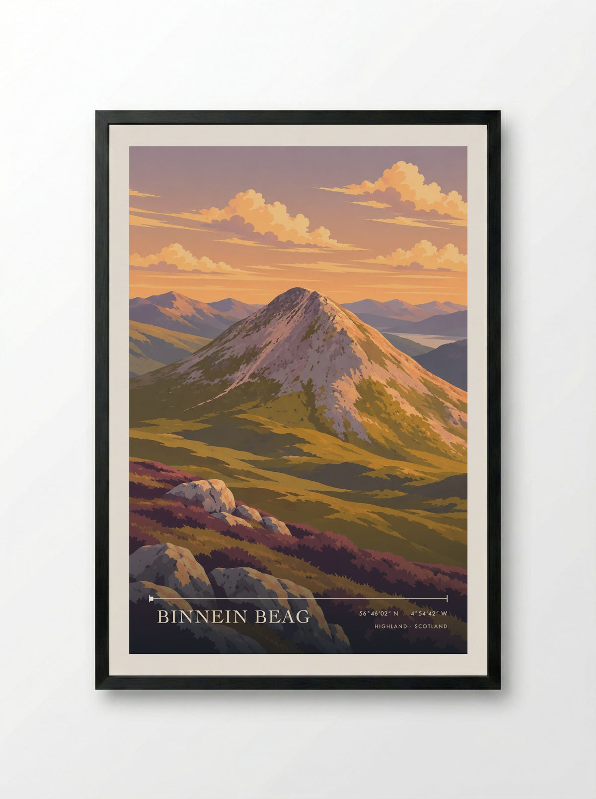 Binnein Beag, Highland | Travel Poster - Framed Print Black