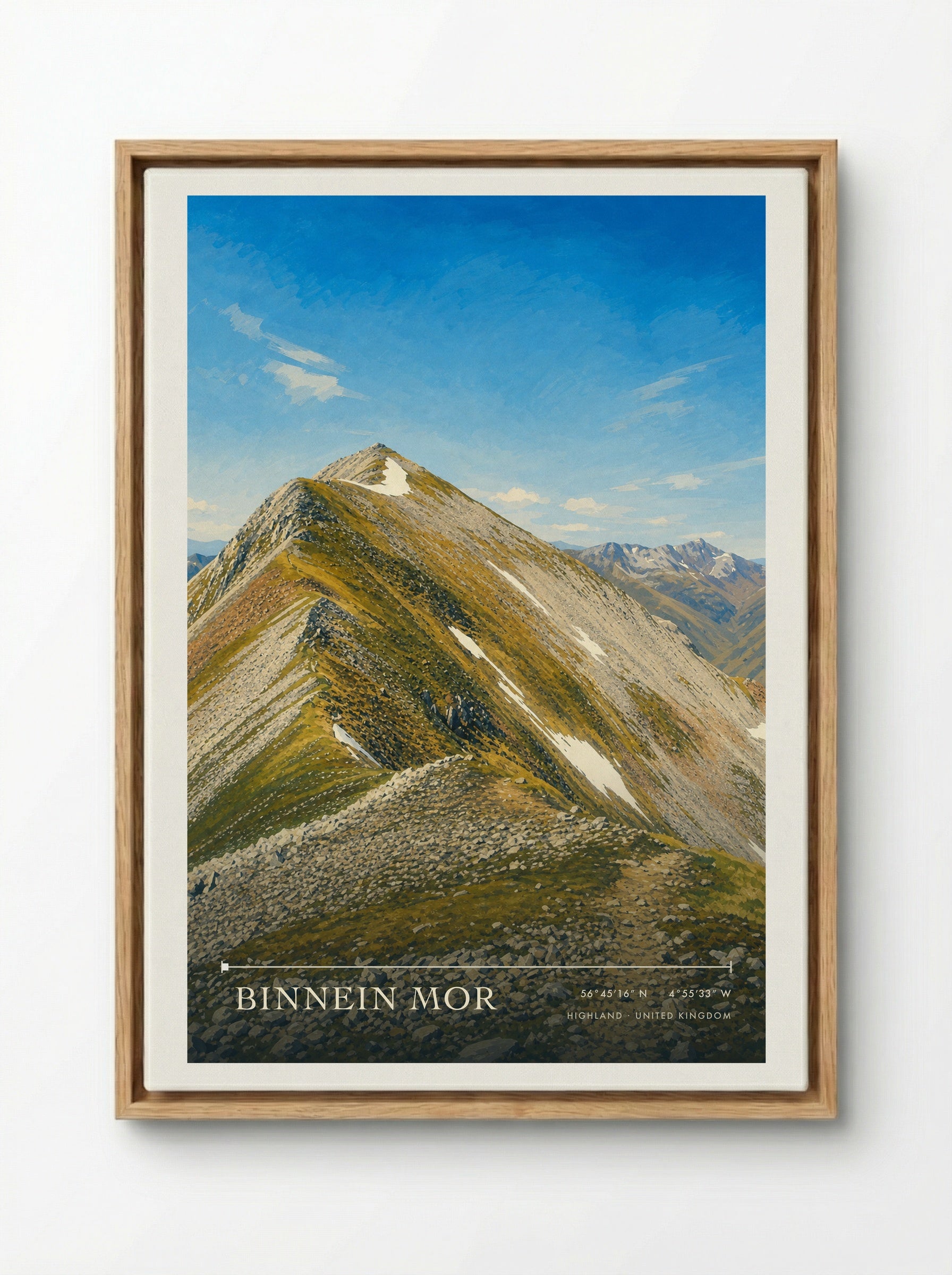 Binnein Mor Highland United Kingdom Travel Poster - Framed Canvas Wood