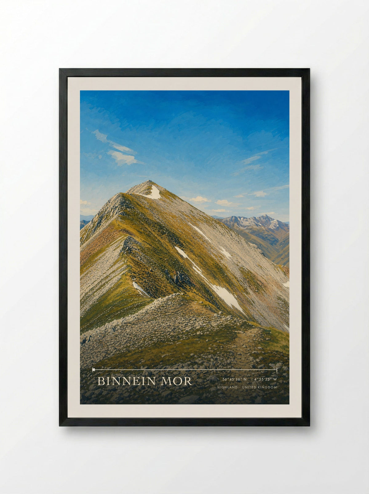 Binnein Mor Highland United Kingdom Travel Poster - Framed Print Black