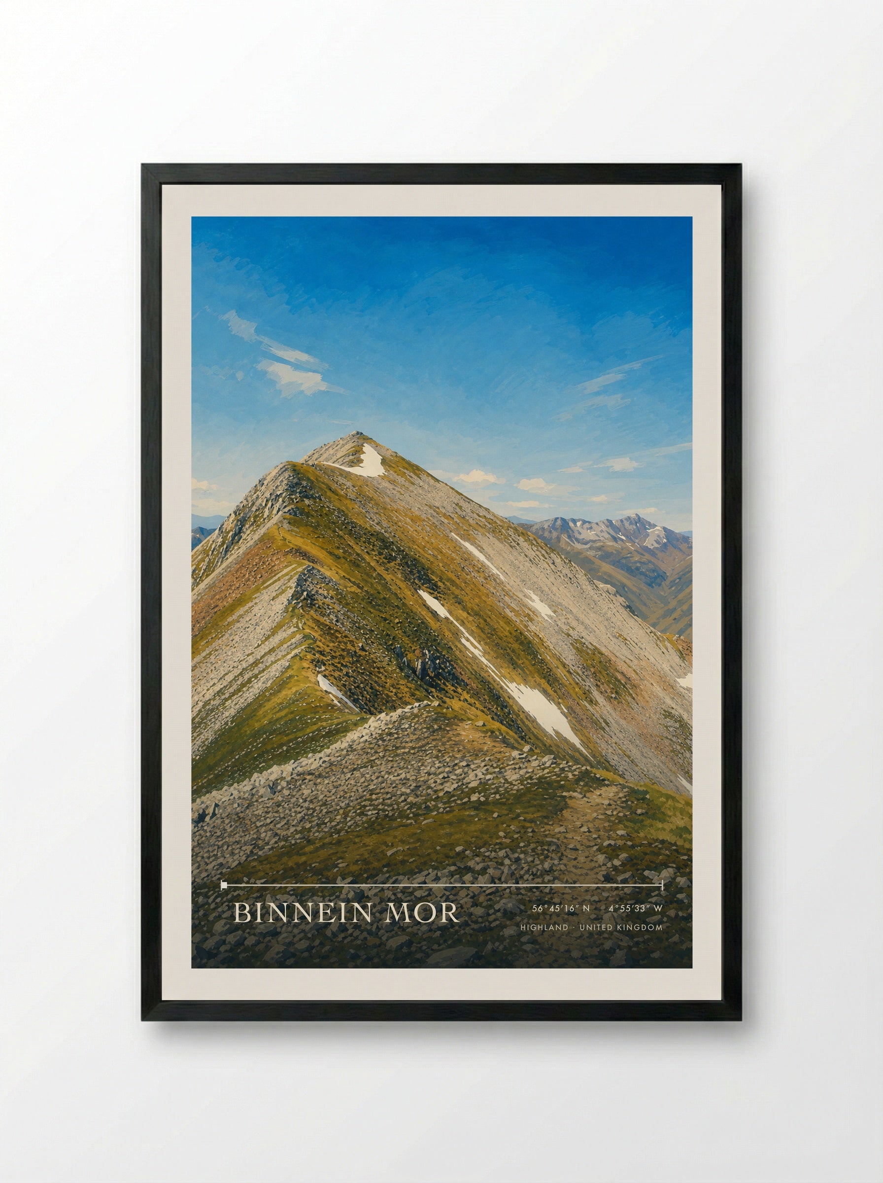 Binnein Mor Highland United Kingdom Travel Poster - Framed Print Black
