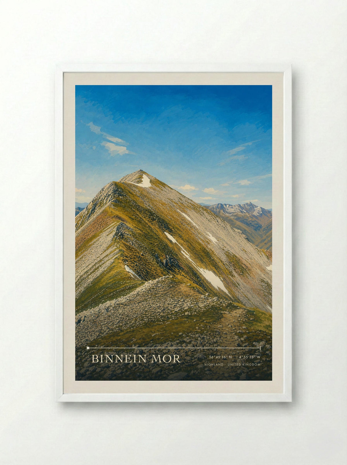 Binnein Mor Highland United Kingdom Travel Poster - Framed Print White