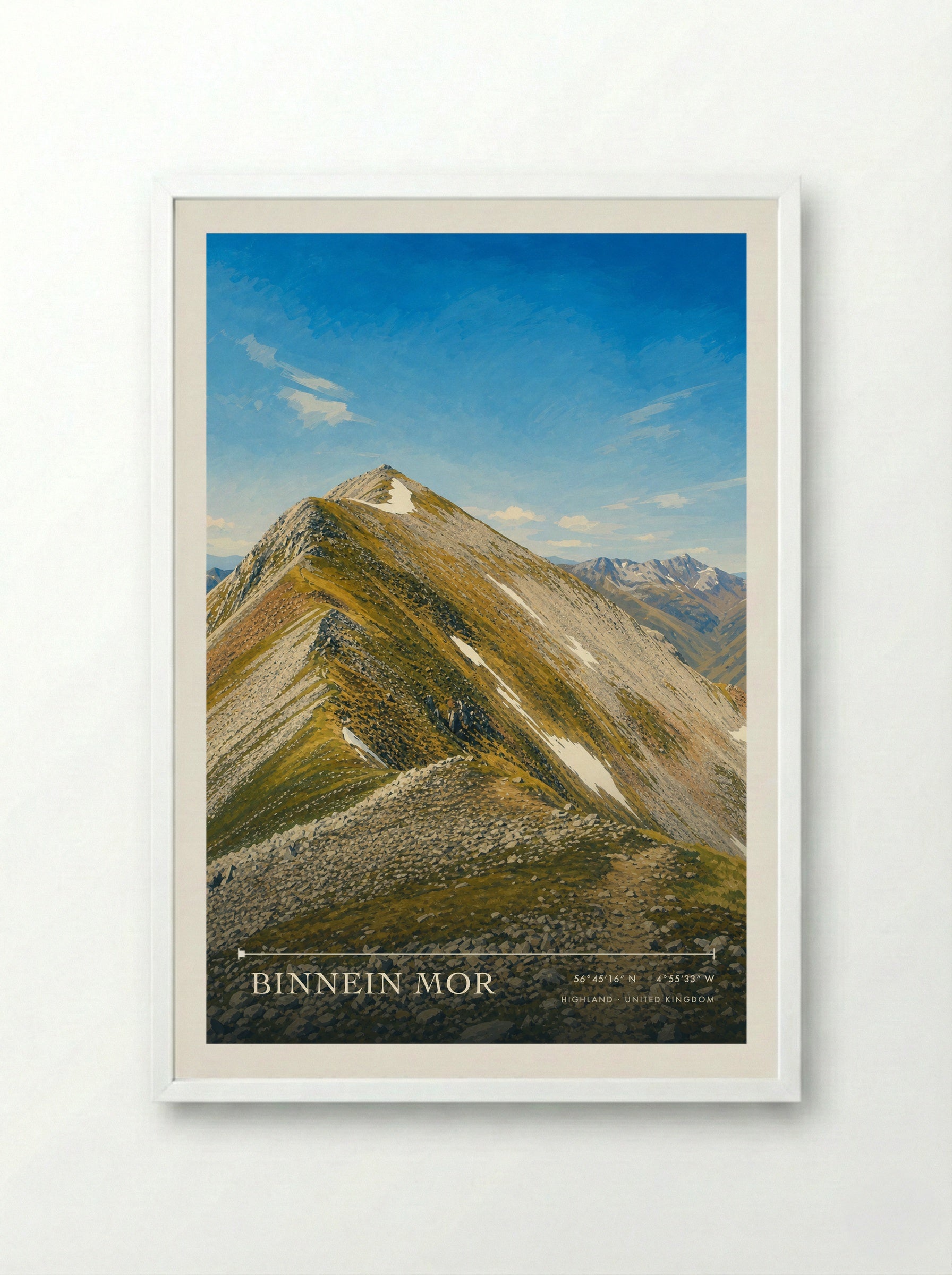 Binnein Mor Highland United Kingdom Travel Poster - Framed Print White
