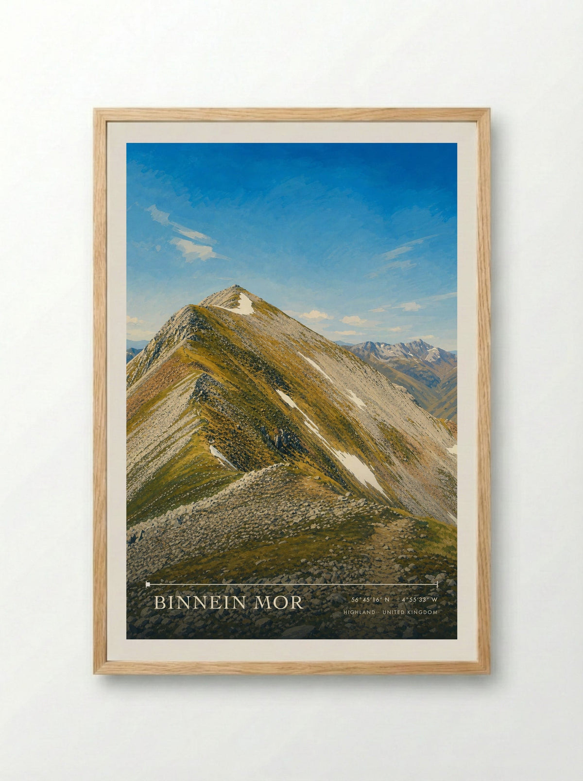 Binnein Mor Highland United Kingdom Travel Poster - Framed Print Wood