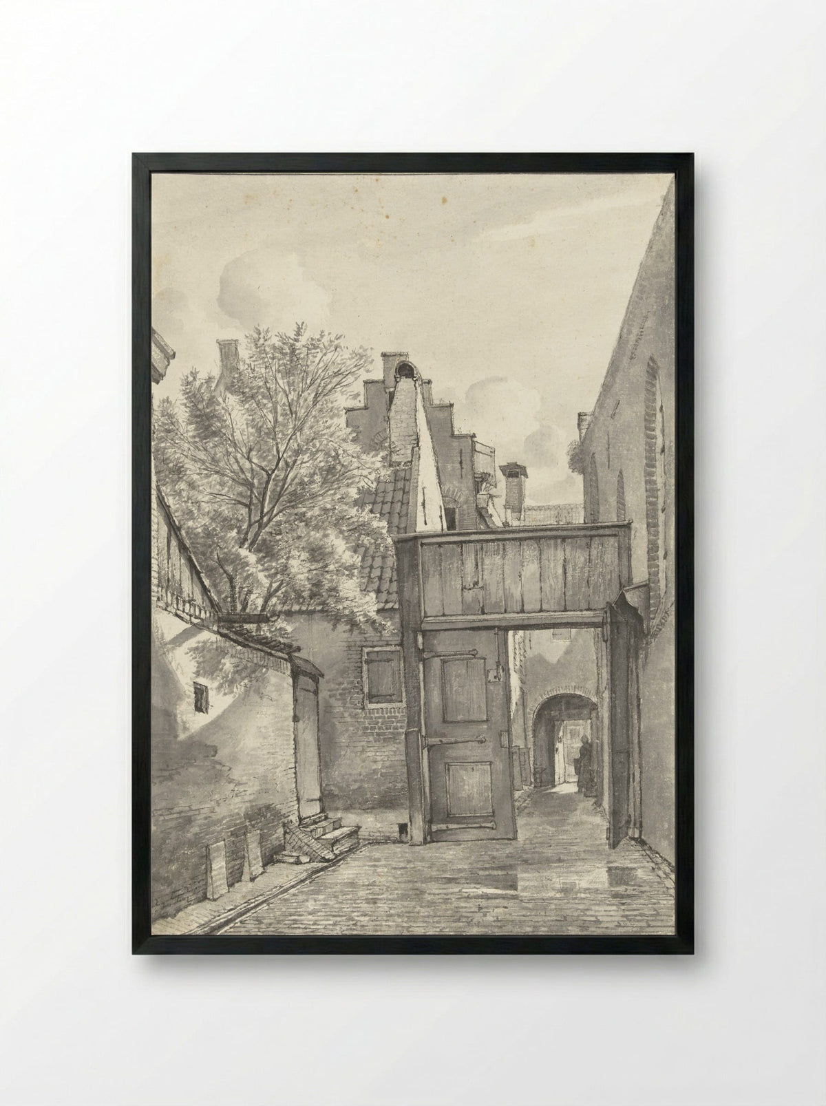 Binnenplaats en steeg - Gerrit Lamberts - Framed Print Black