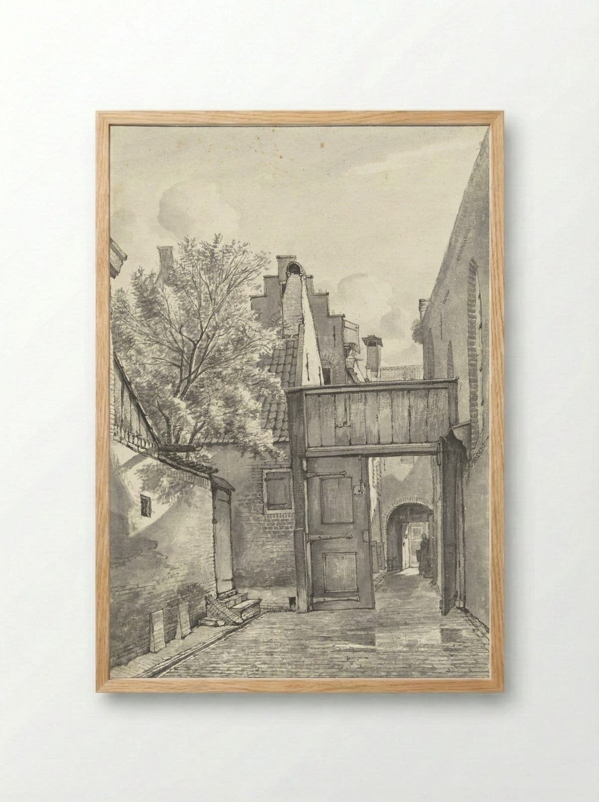 Binnenplaats en steeg - Gerrit Lamberts - Framed Print Wood