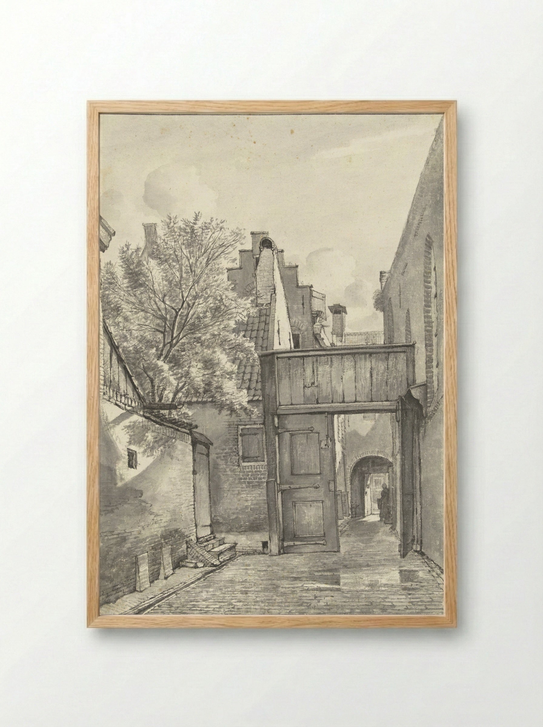 Binnenplaats en steeg - Gerrit Lamberts - Framed Print Wood
