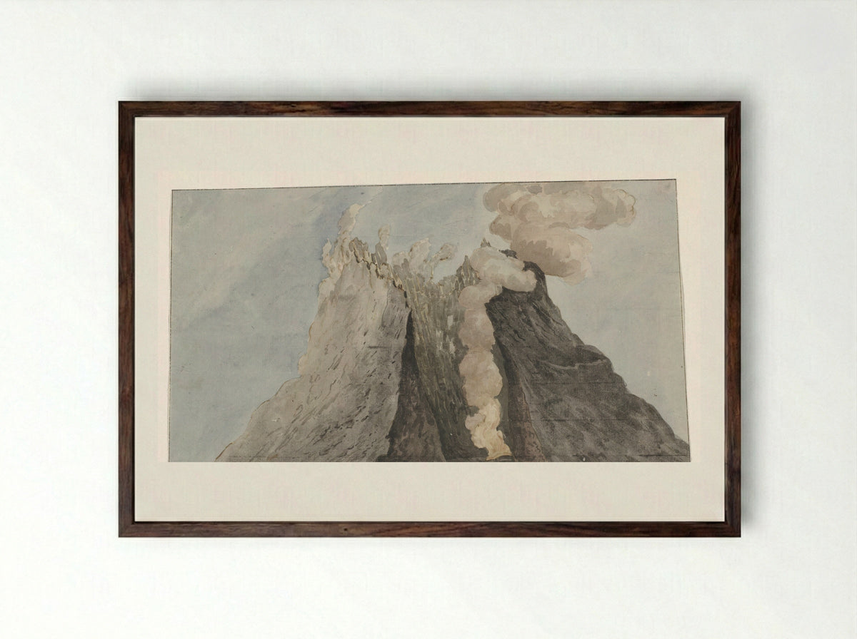 Binnenzijde van krater Etna - Willem Carel Dierkens - Framed Print Dark Wood