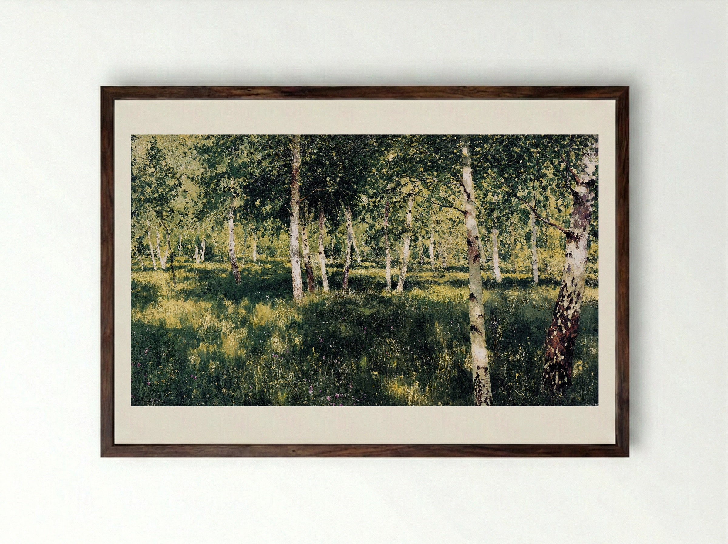 Birch Grove - Isaac Levitan - Framed Print Dark Wood