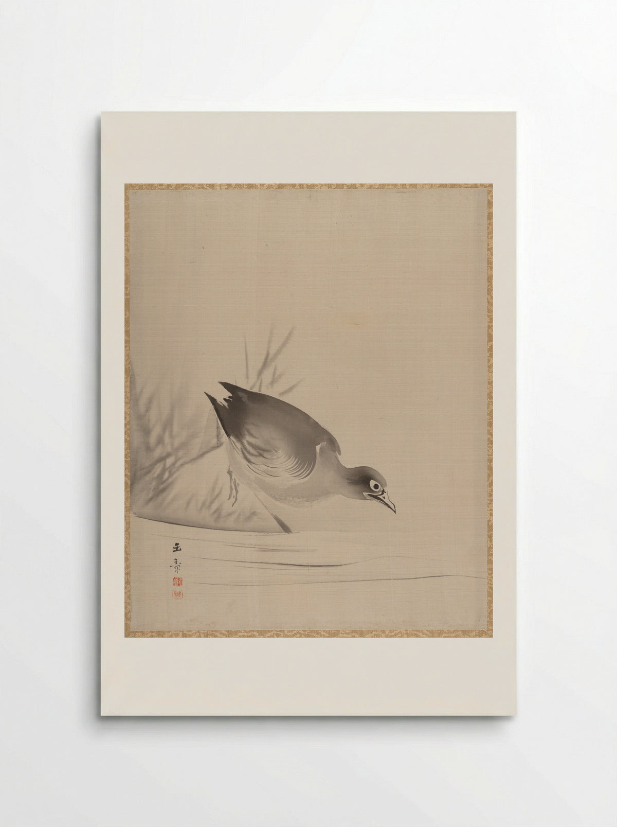 Bird at the Water's Edge - Kawabata Gyokushō - Poster