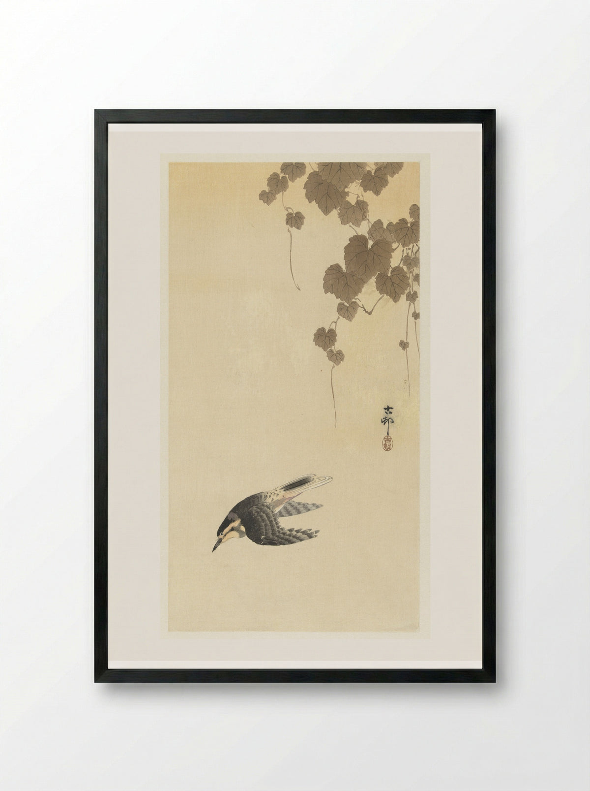 Bird in Downward Flight - Matsuki Heikichi - Framed Print Black