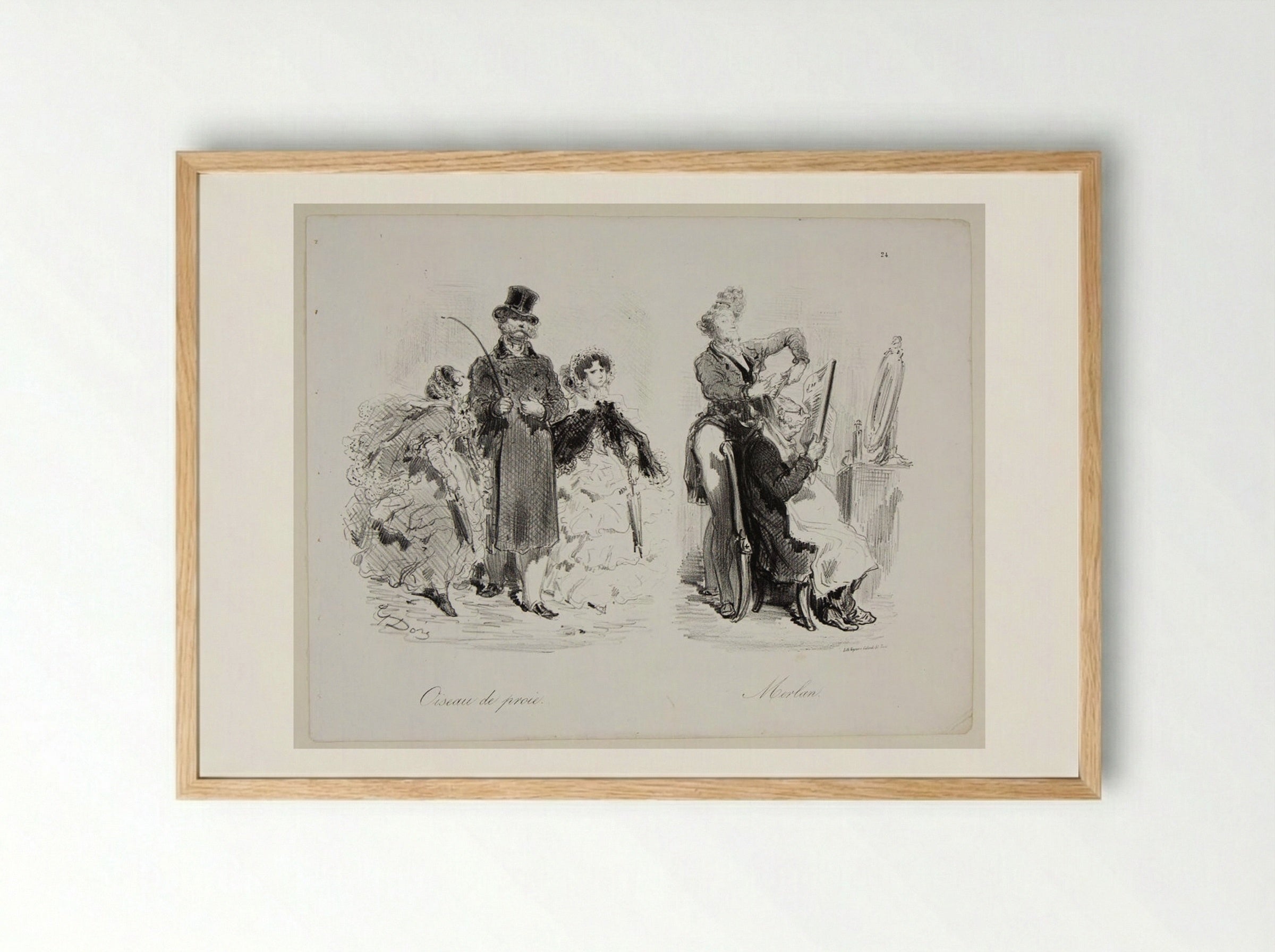 Bird of Prey and Merlan Fish - Gustave Doré - Framed Print Wood