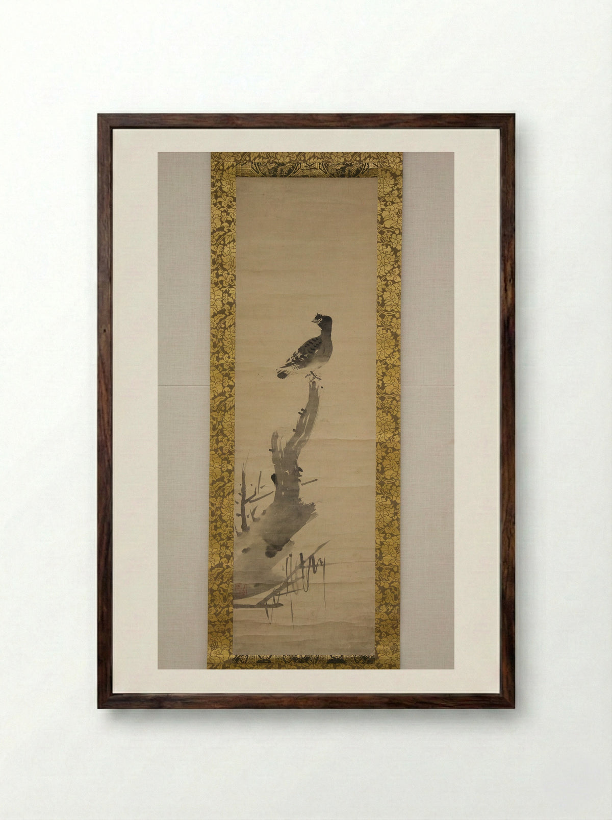 Bird on Tree (Haha-chō) - Shūkō - Framed Print Dark Wood