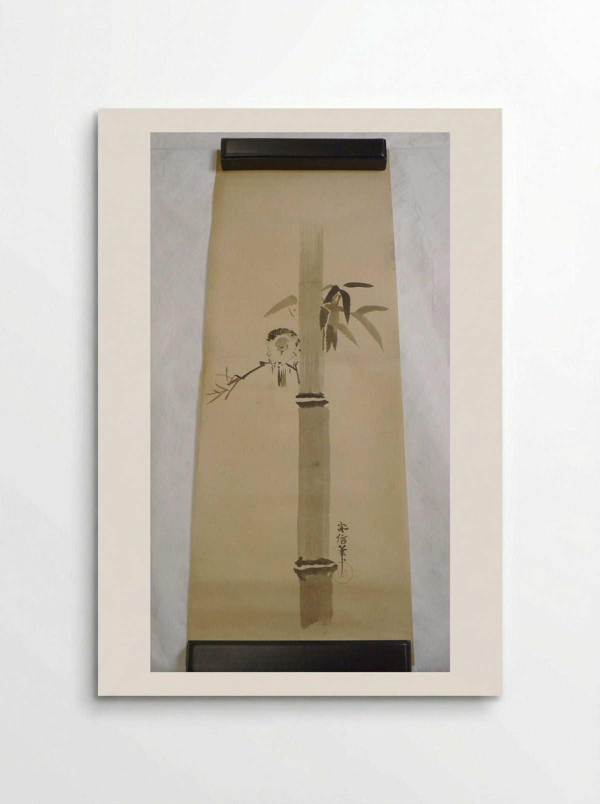 Bird on a Bamboo Stalk - Kano Yasunobu - Poster