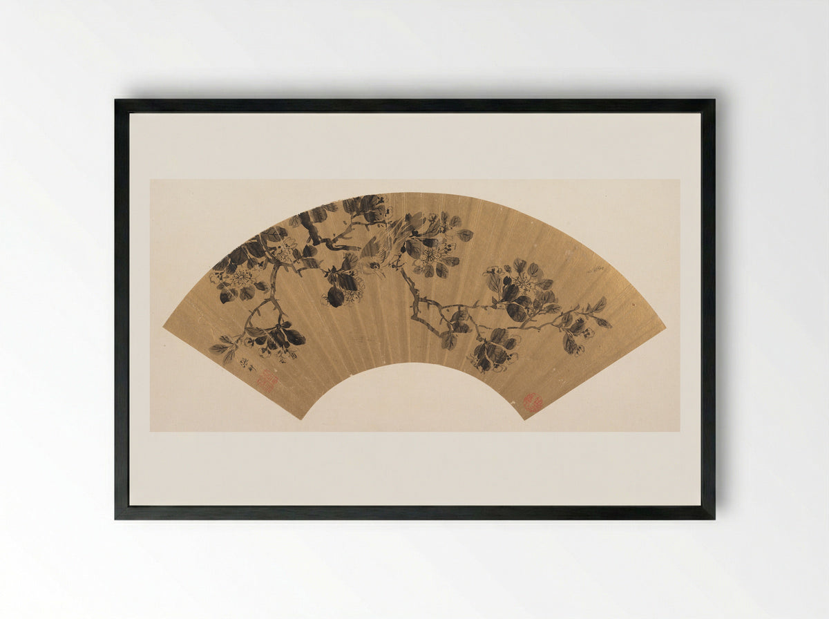 Bird on a Flowering Branch - Zhang Chong - Framed Print Black