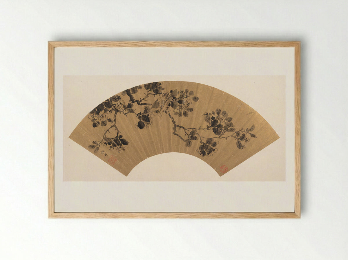 Bird on a Flowering Branch - Zhang Chong - Framed Print Wood