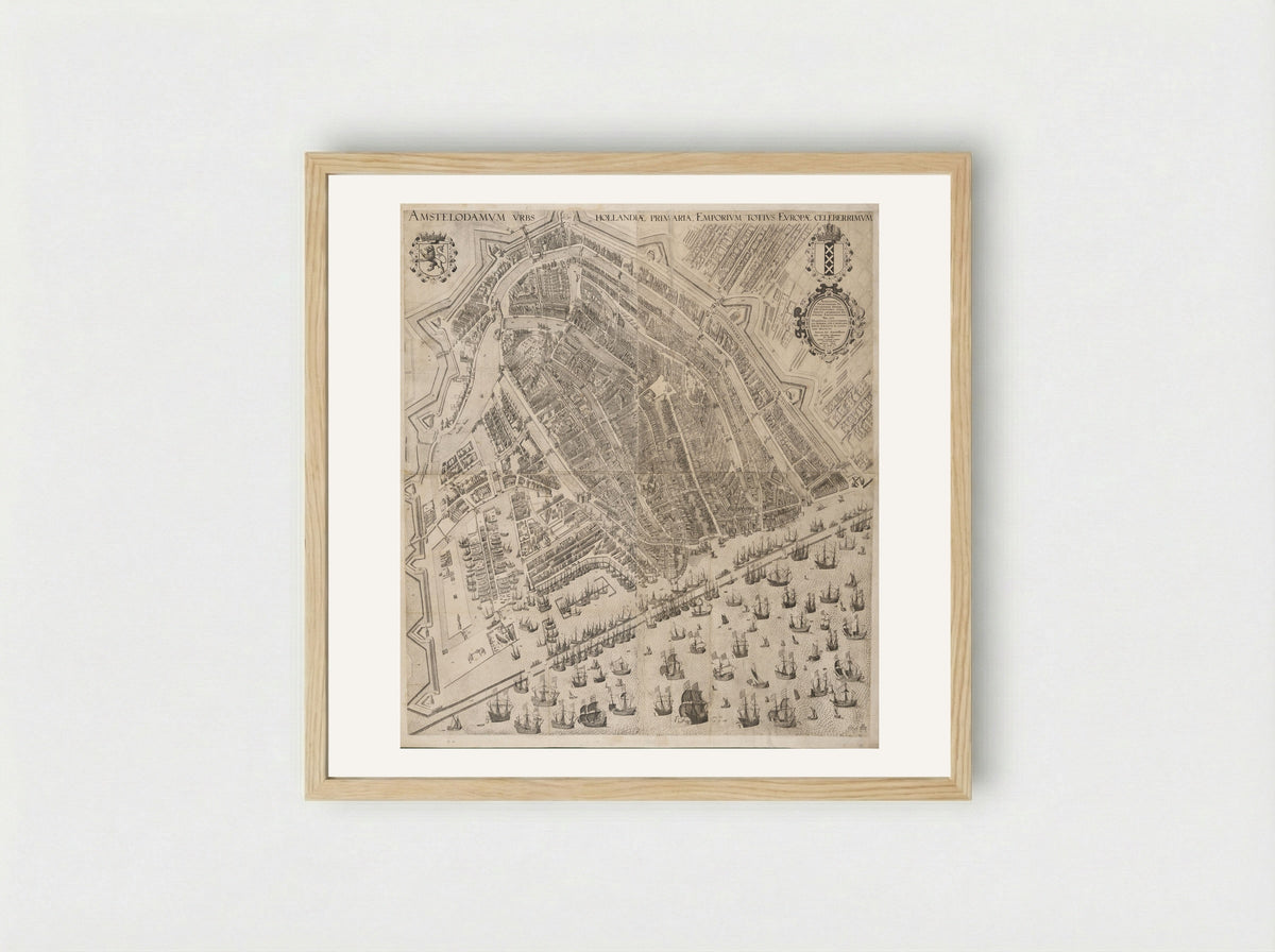 Bird's-Eye View of Amsterdam - Pieter Bast - Framed Print Wood