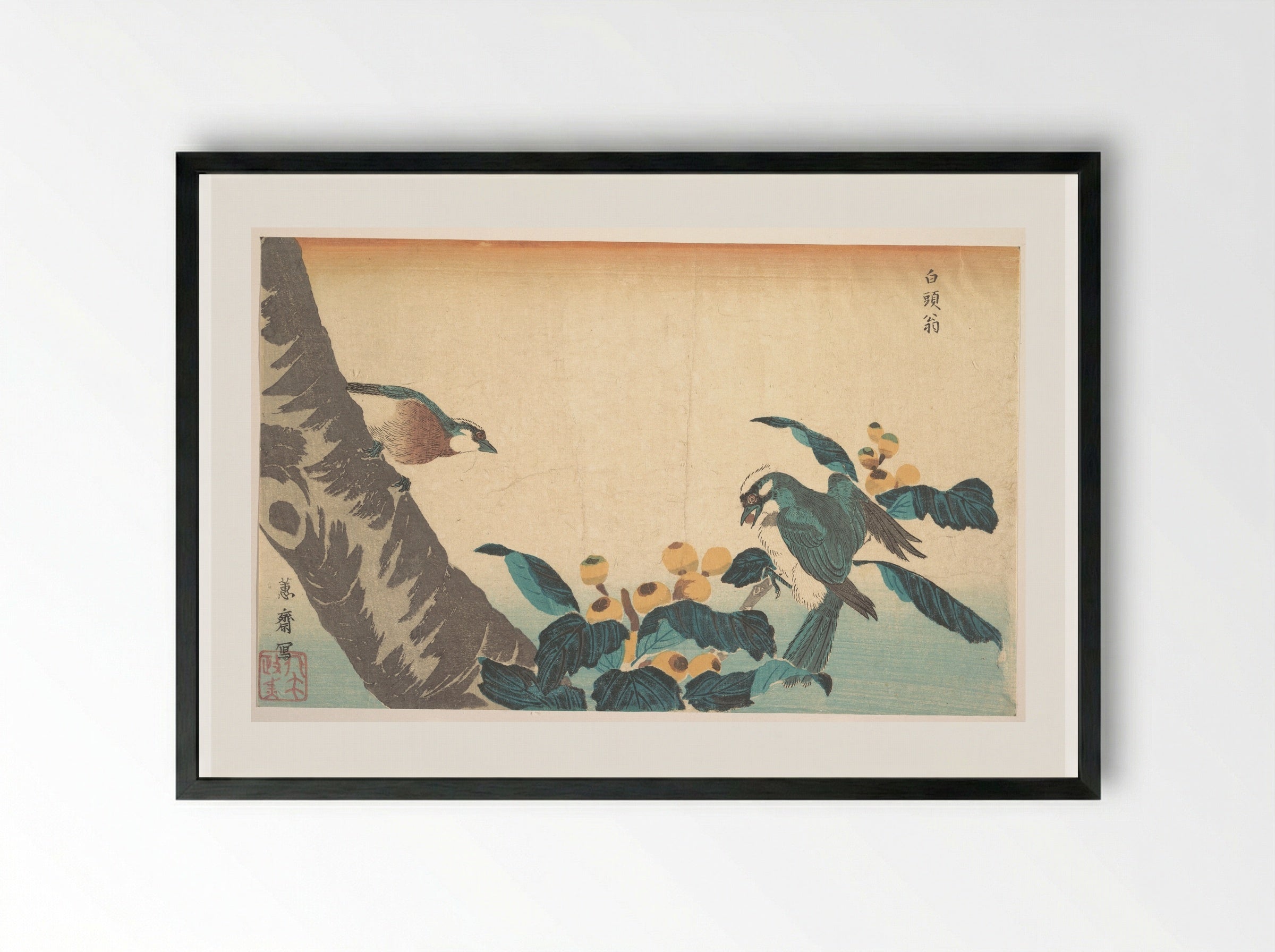 Birds and Flowers - Keisai Eisen - Framed Print Black