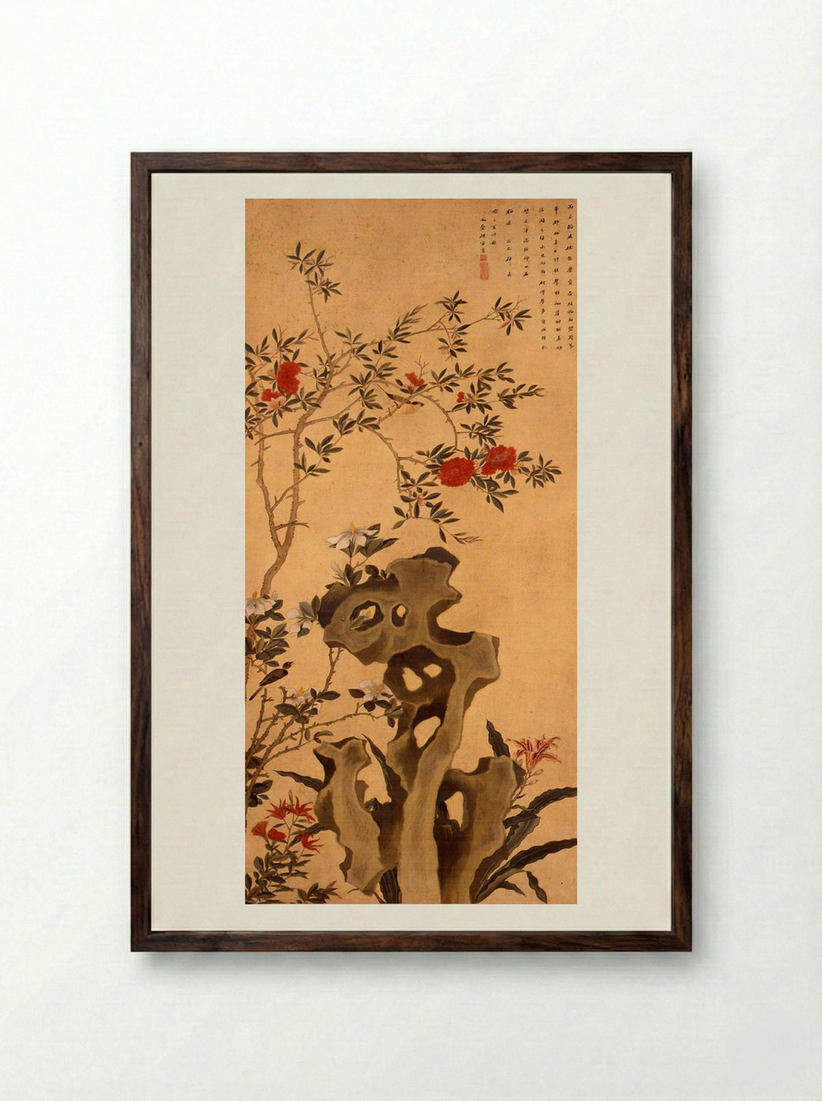Birds of the Seasons (Summer) - Shen Quan - Framed Print Dark Wood