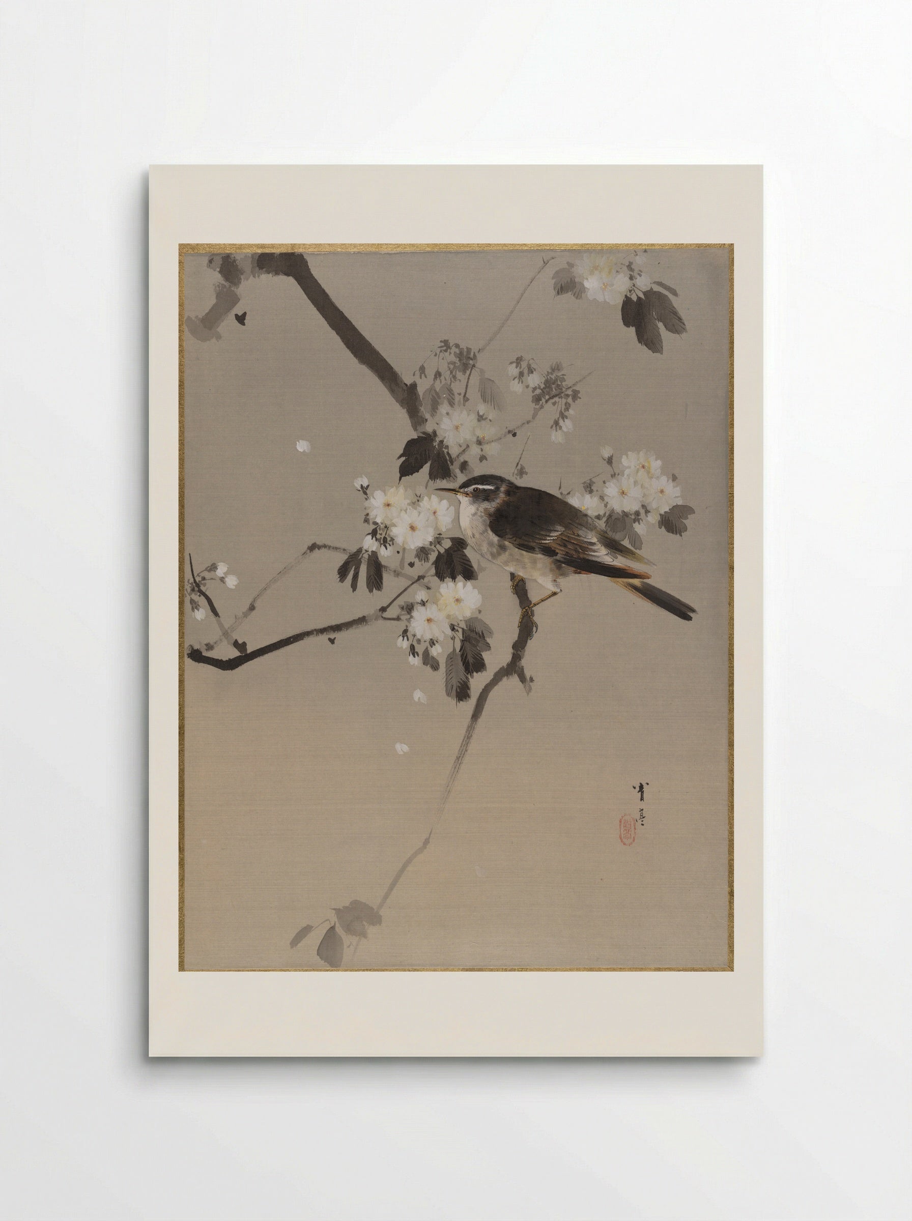 Birds on a Flowering Branch - Watanabe Seitei - Poster