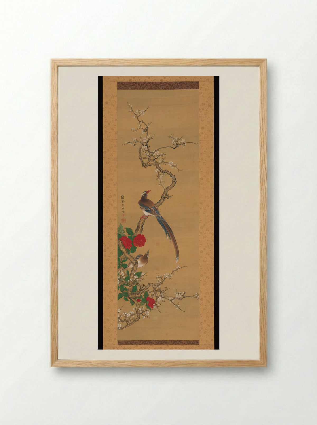 Birds on a Plum Tree - Gan Ku - Framed Print Wood