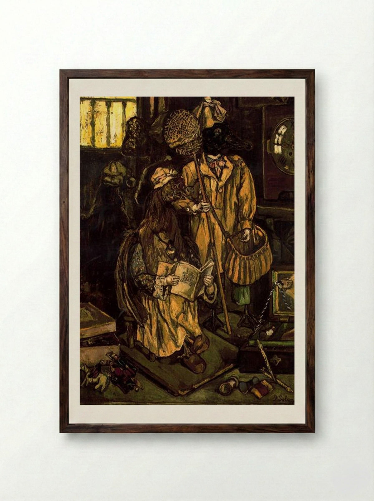 Birds - José Gutiérrez Solana - Framed Print Dark Wood