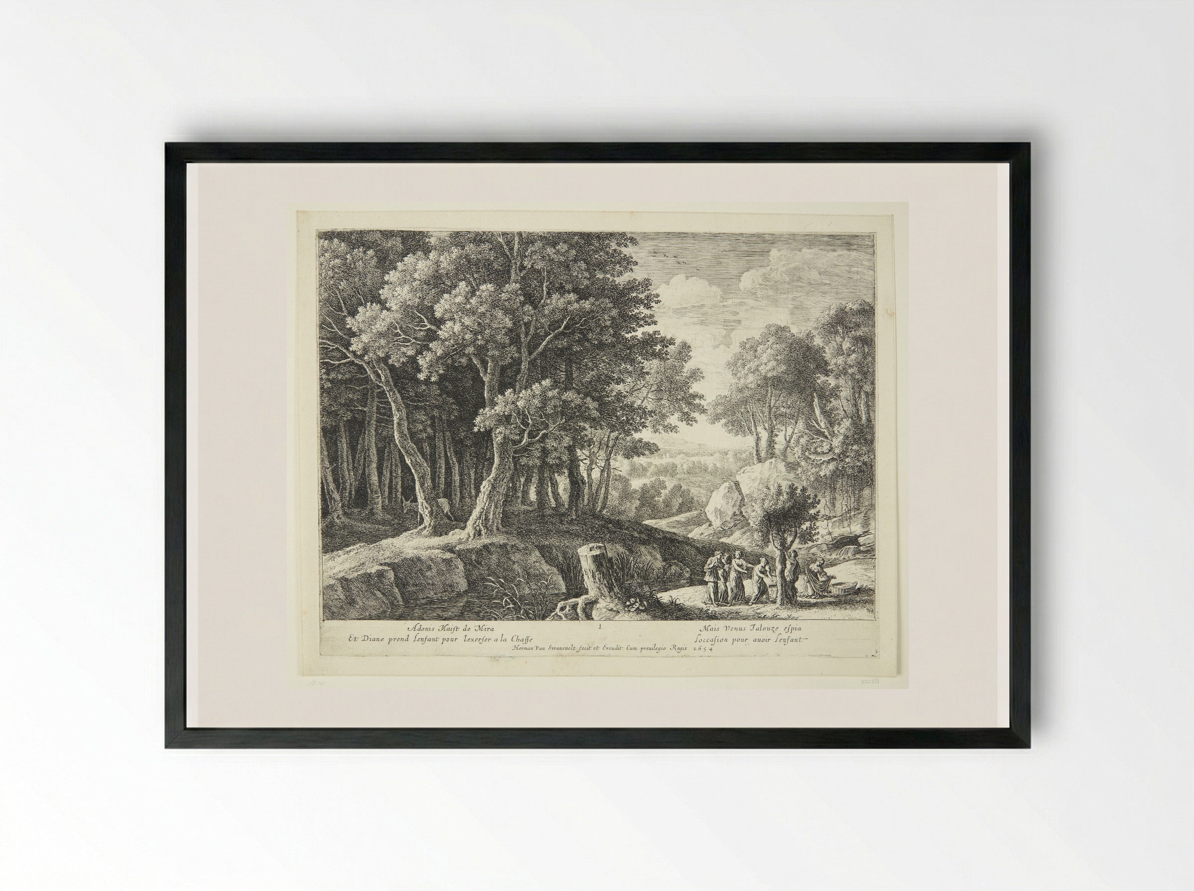 Birth of Adonis - Herman van Swanevelt - Framed Print Black