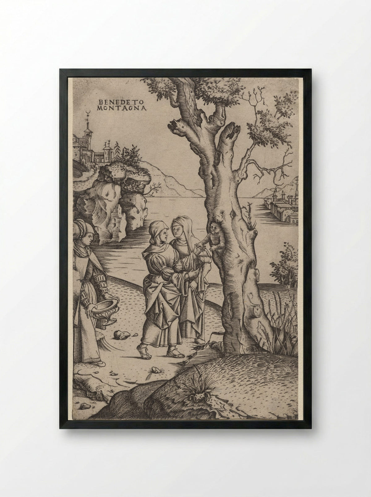 Birth of Adonis - Benedetto Montagna - Framed Print Black