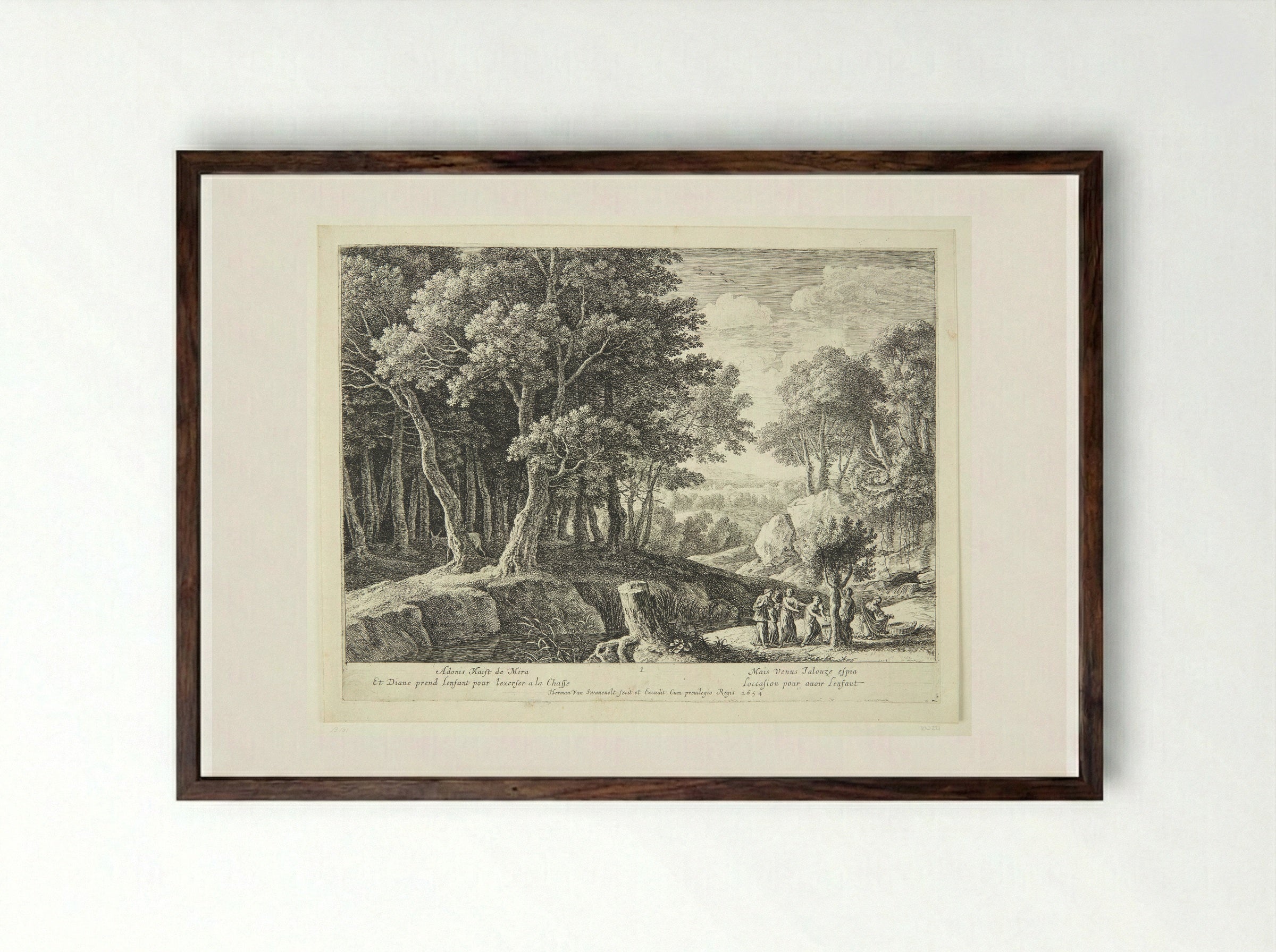 Birth of Adonis - Herman van Swanevelt - Framed Print Dark Wood