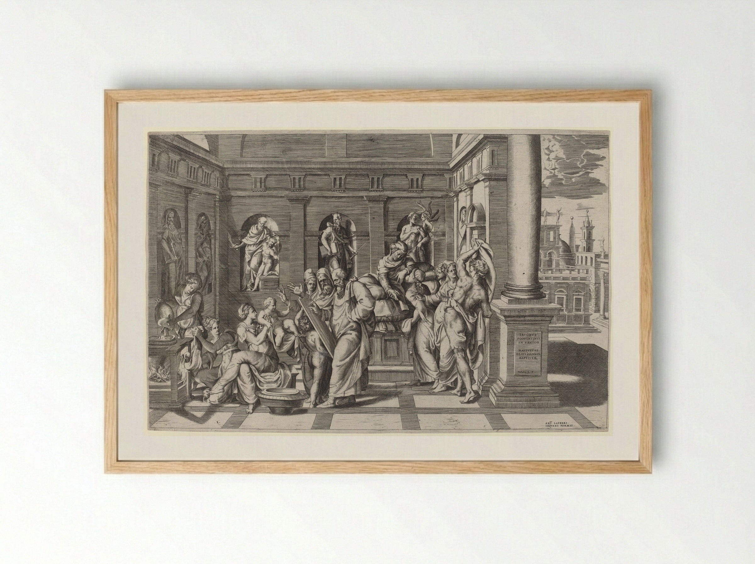 Birth of Saint John the Baptist - Giulio Bonasone - Framed Print Wood