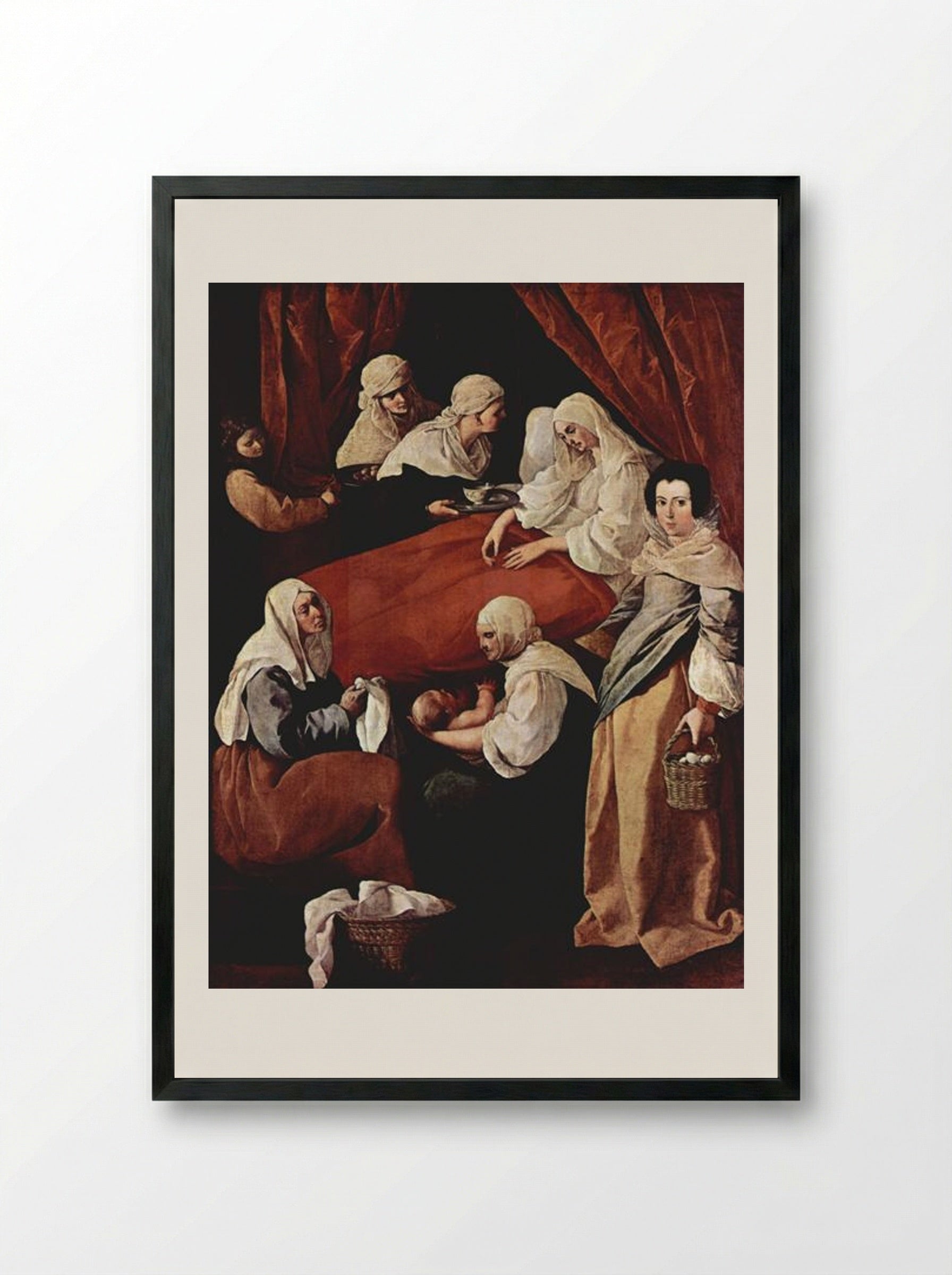Birth of the Virgin - Francisco de Zurbarán - Framed Print Black