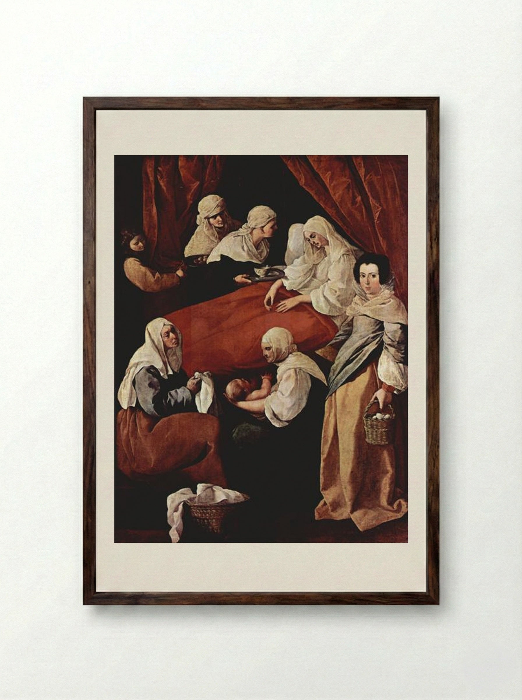Birth of the Virgin - Francisco de Zurbarán - Framed Print Dark Wood
