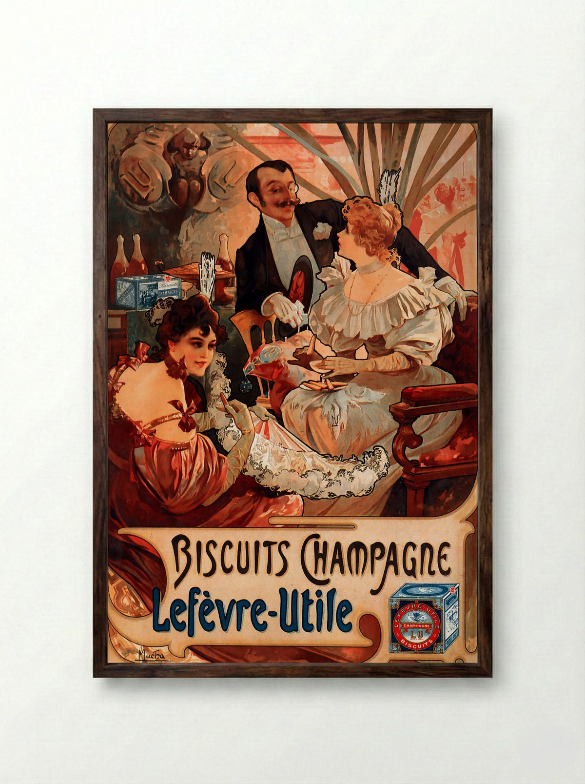 Biscuits Champagne Lefèvre-Utile - Alphonse Mucha - Framed Print Dark Wood