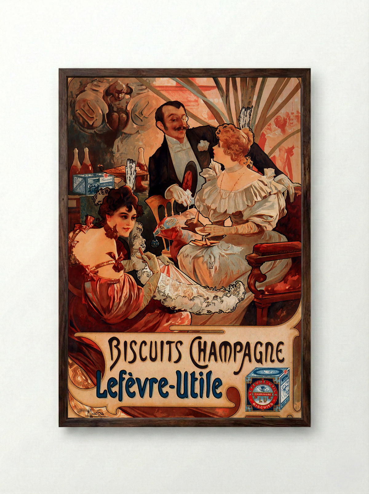 Biscuits Champagne Lefèvre-Utile - Alphonse Mucha - Framed Print Dark Wood