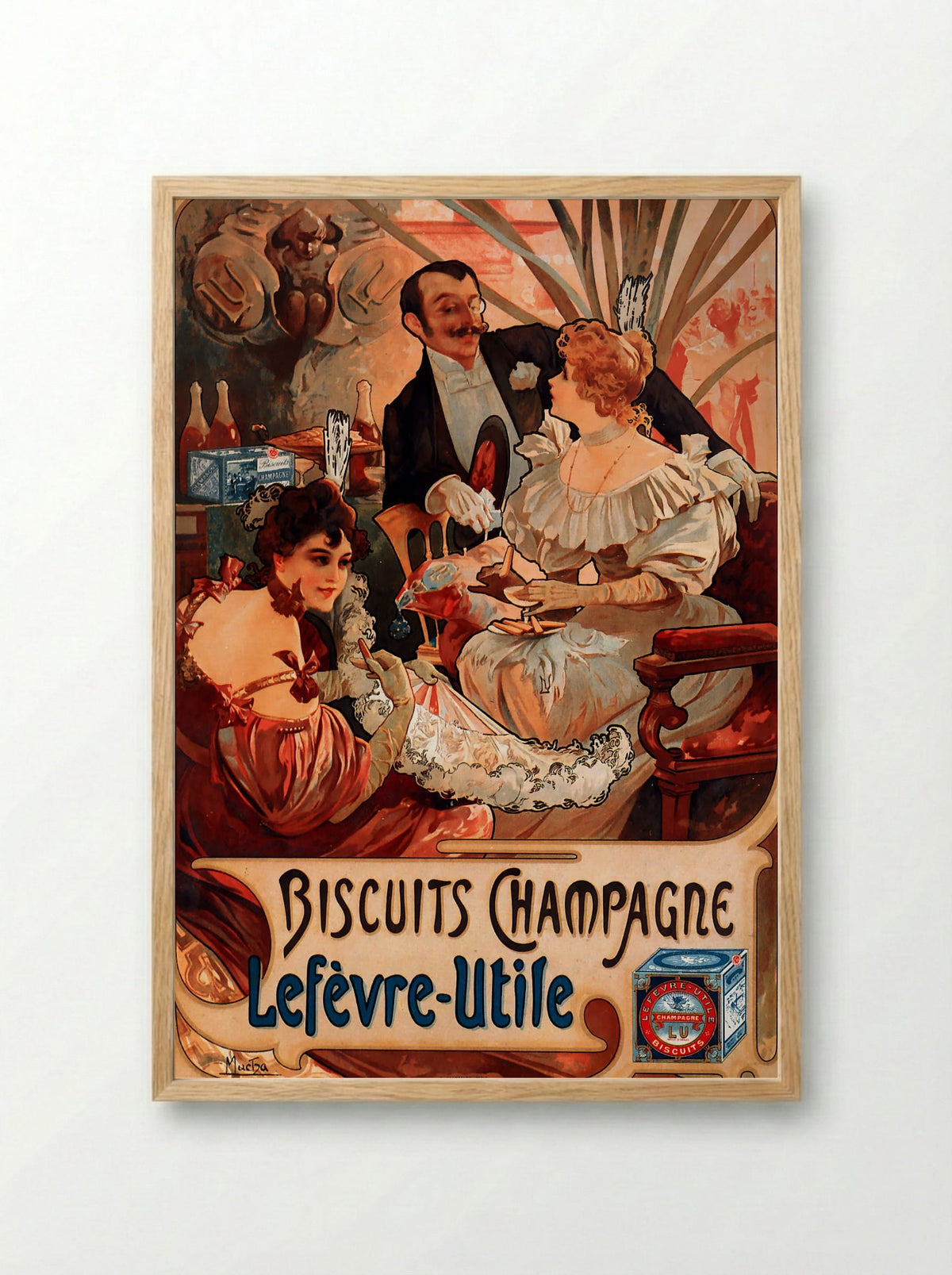 Biscuits Champagne Lefèvre-Utile - Alphonse Mucha - Framed Print Wood